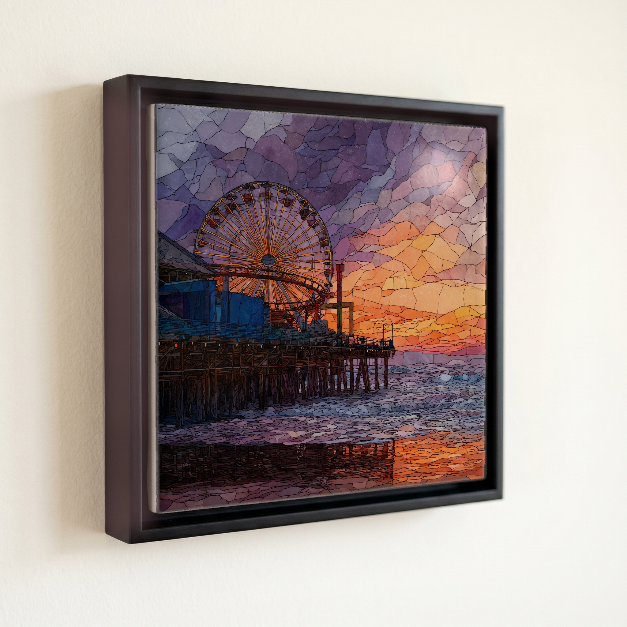 shown in a slim black floating frame · 6 × 6 in