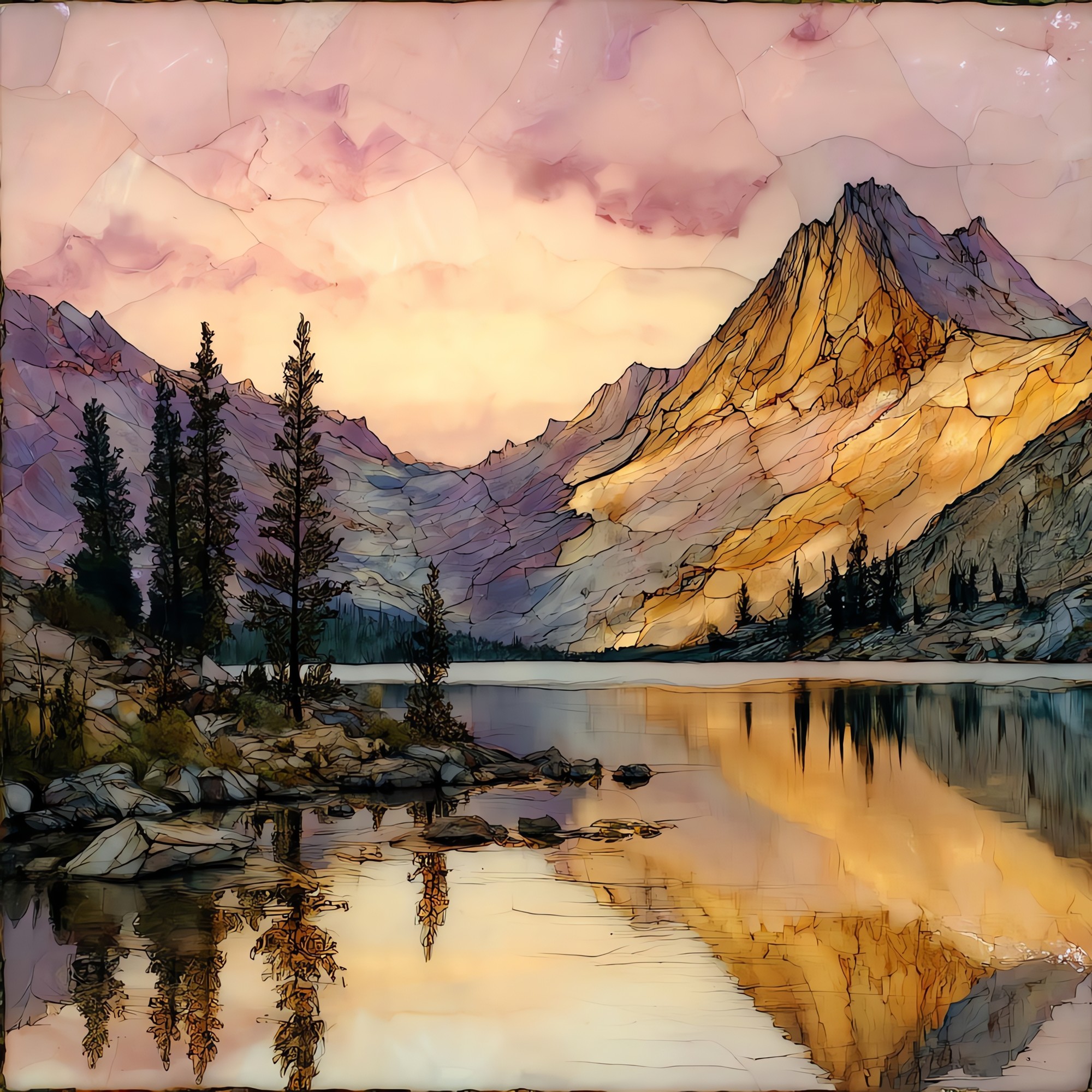 Bear Lake reflection of Hallett Peak Rocky Mountain National Park Ceramic Art Tile