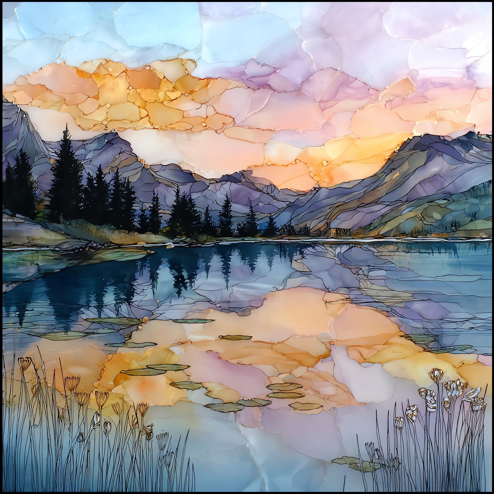 Sprague Lake reflection Rocky Mountain National Park Ceramic Art Tile