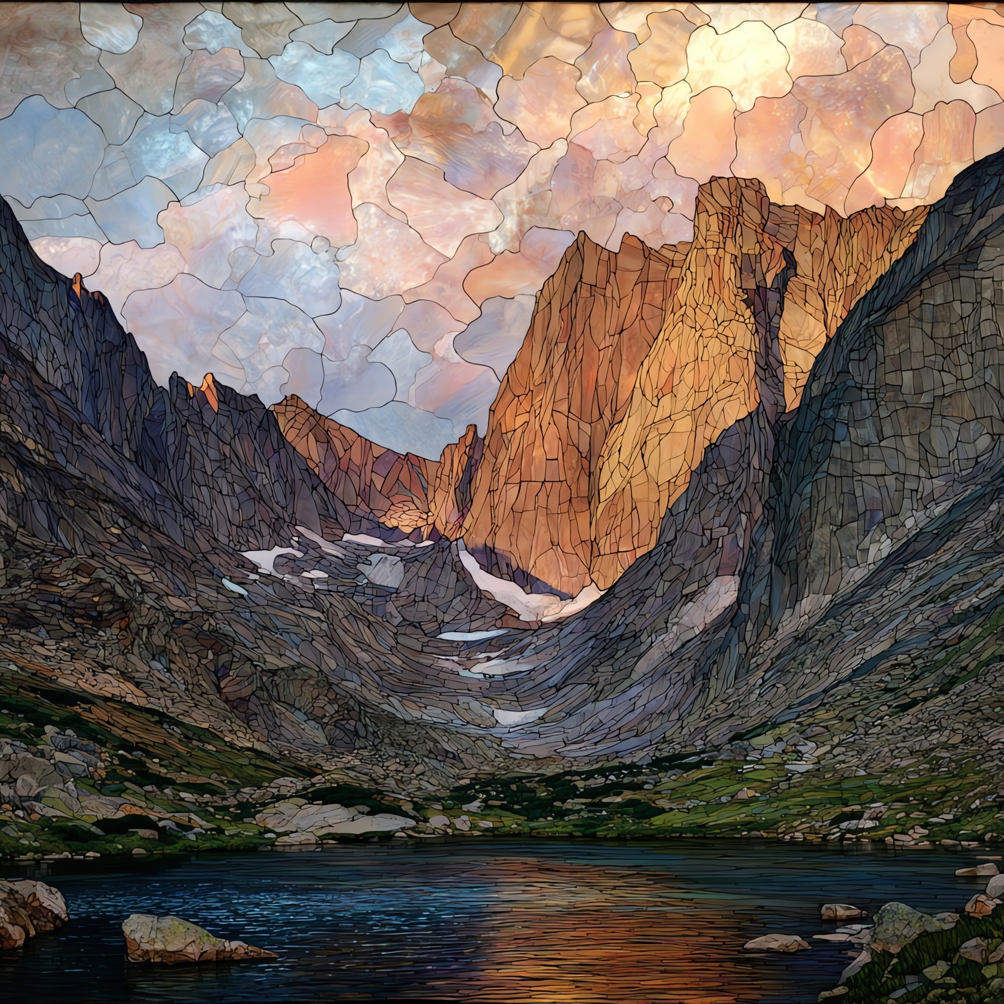 Longs Peak Diamond face Rocky Mountain National Park Ceramic Art Tile