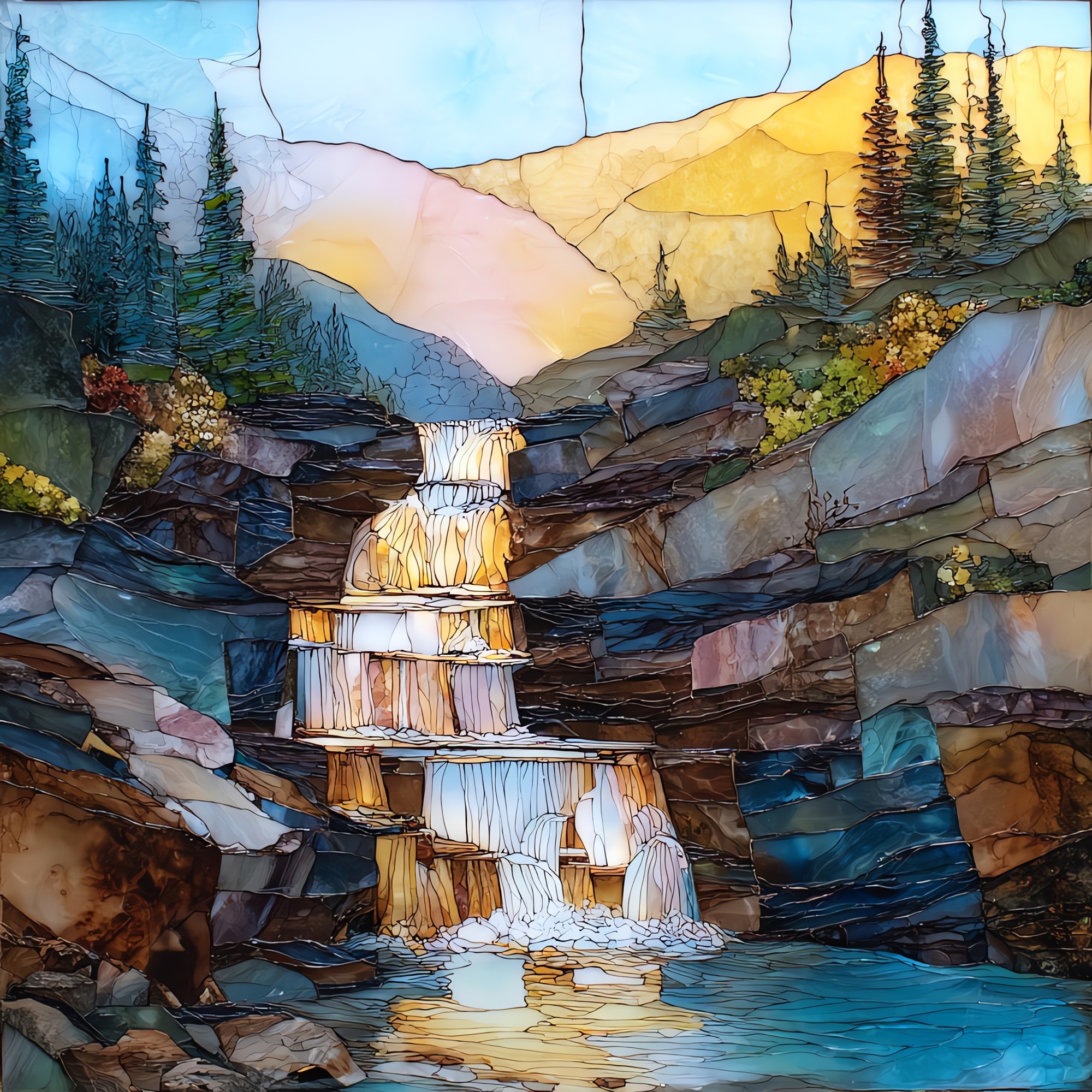 Alberta Falls Rocky Mountain National Park Ceramic Art Tile