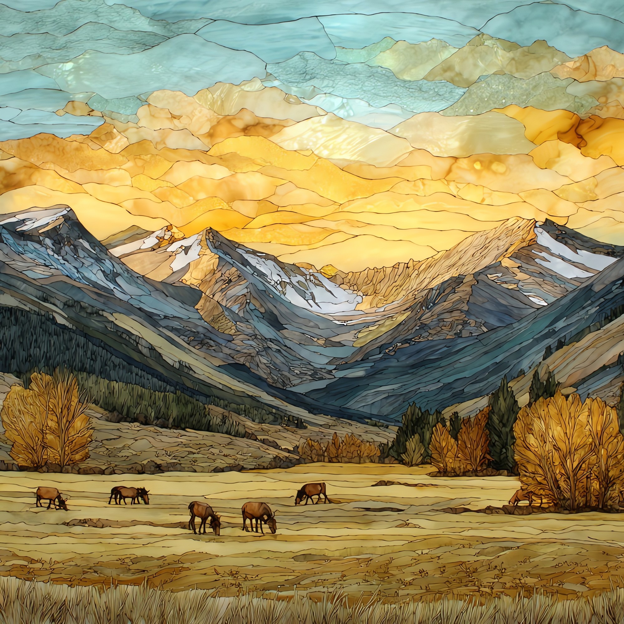 Horseshoe Park elk meadow Rocky Mountain National Park Ceramic Art Tile