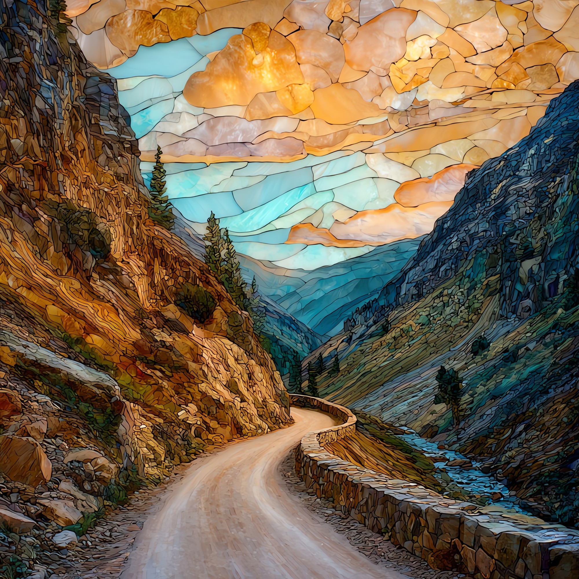 Old Fall River Road Rocky Mountain National Park Ceramic Art Tile