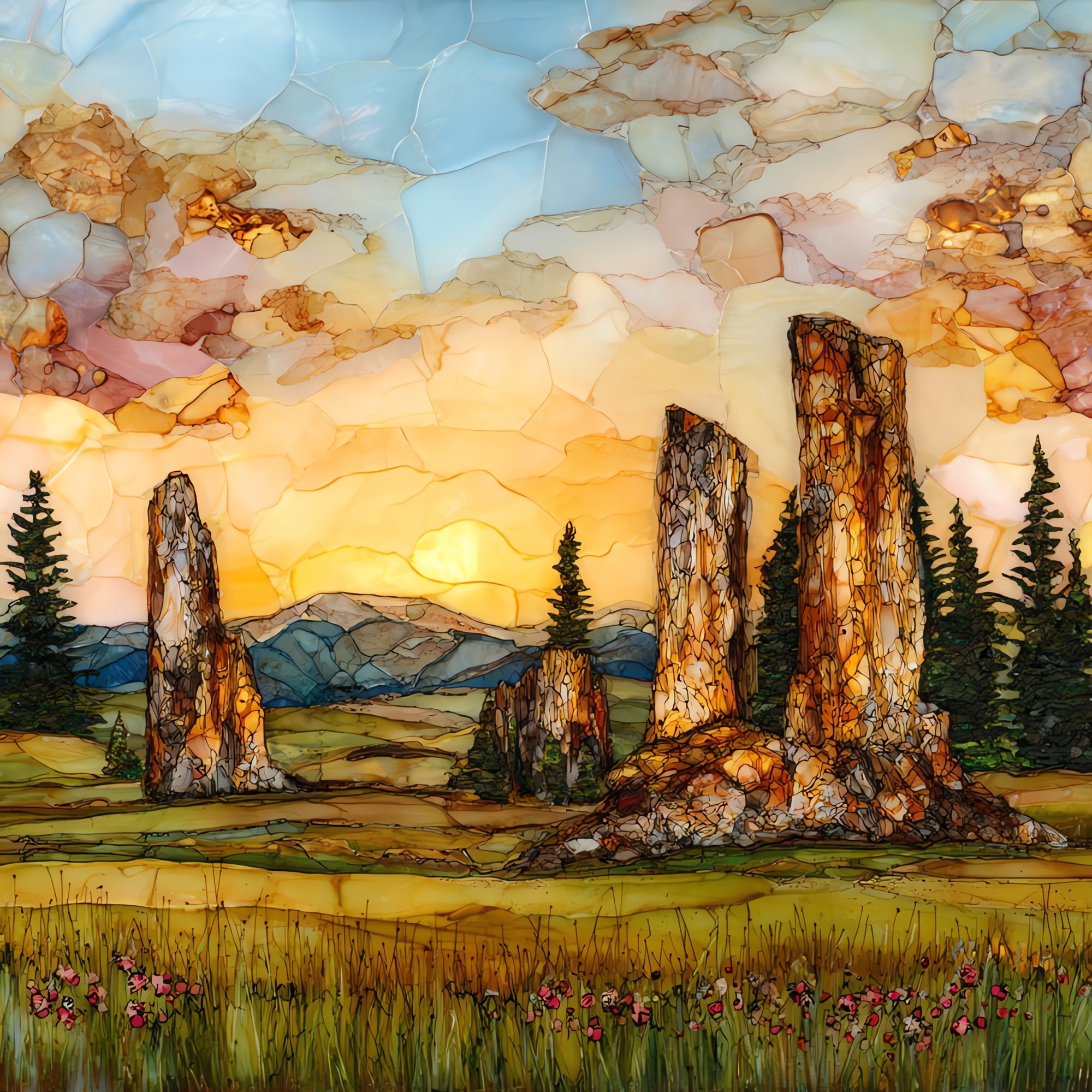 Florissant petrified stumps Front Range Ceramic Art Tile