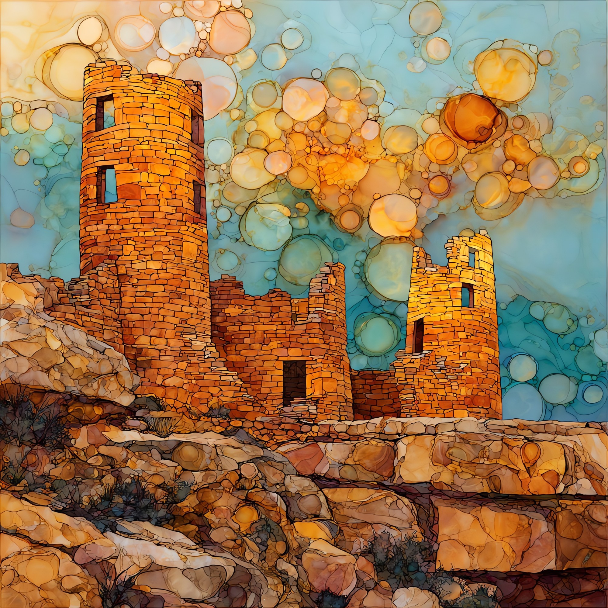 Hovenweep Holly Group Four Corners Ceramic Art Tile