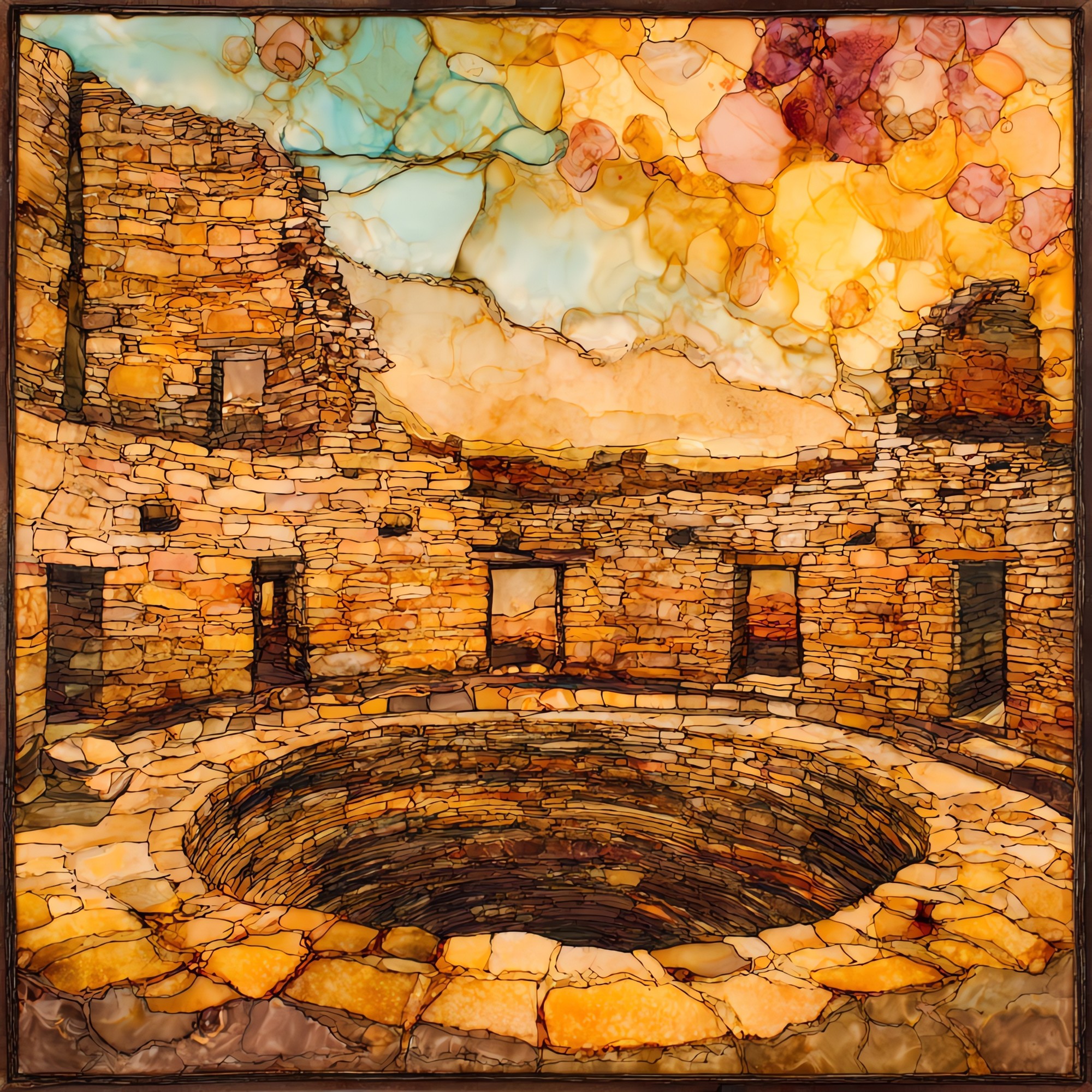 Lowry Pueblo great kiva Four Corners Ceramic Art Tile
