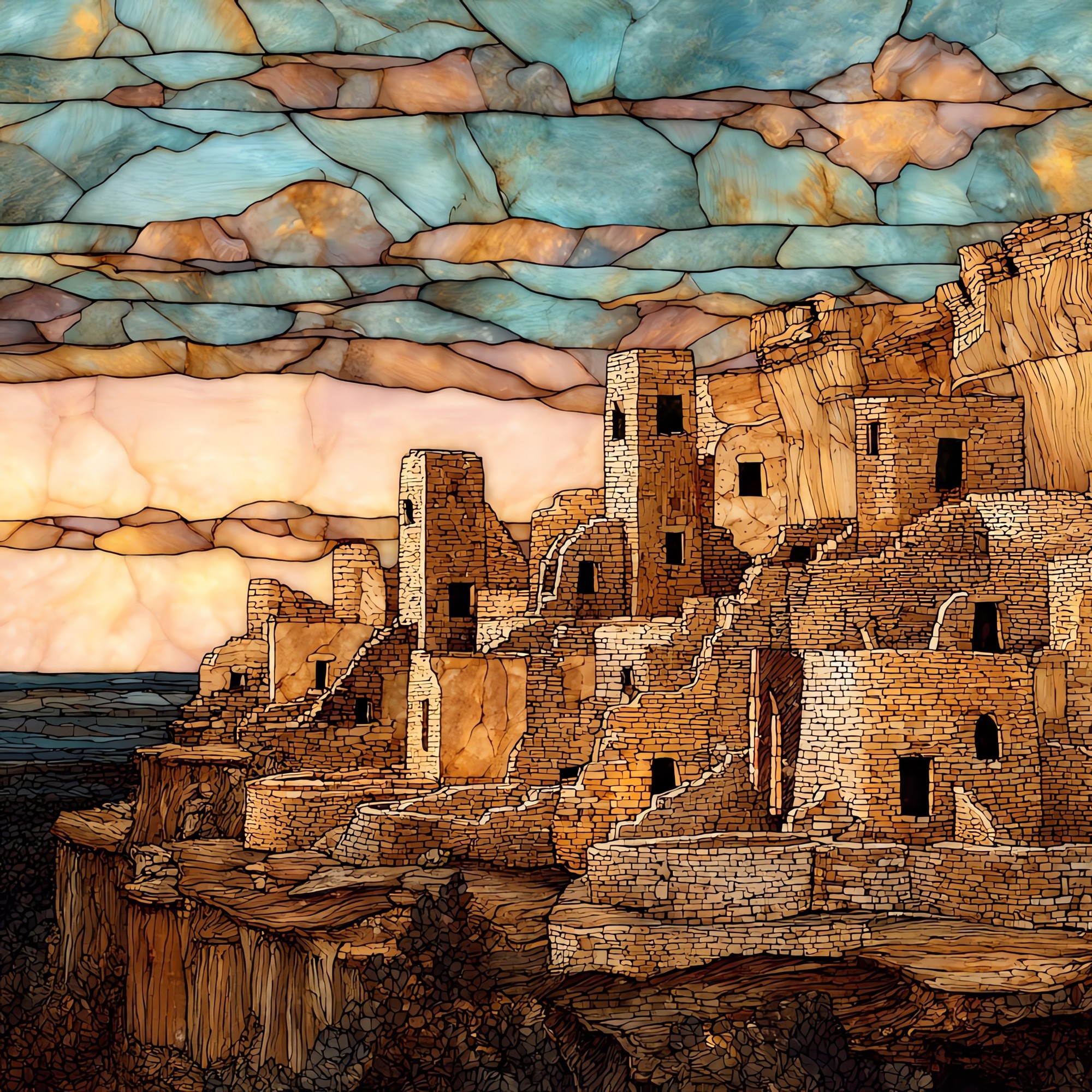 Sand Canyon Pueblo Four Corners Ceramic Art Tile