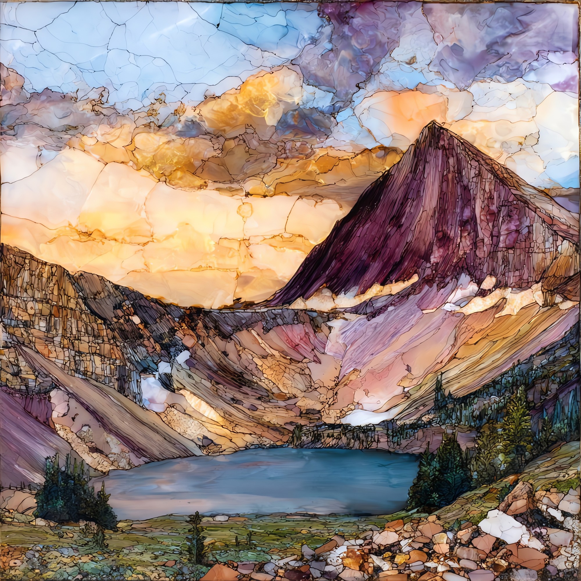 Pyramid Peak Elk Range Ceramic Art Tile