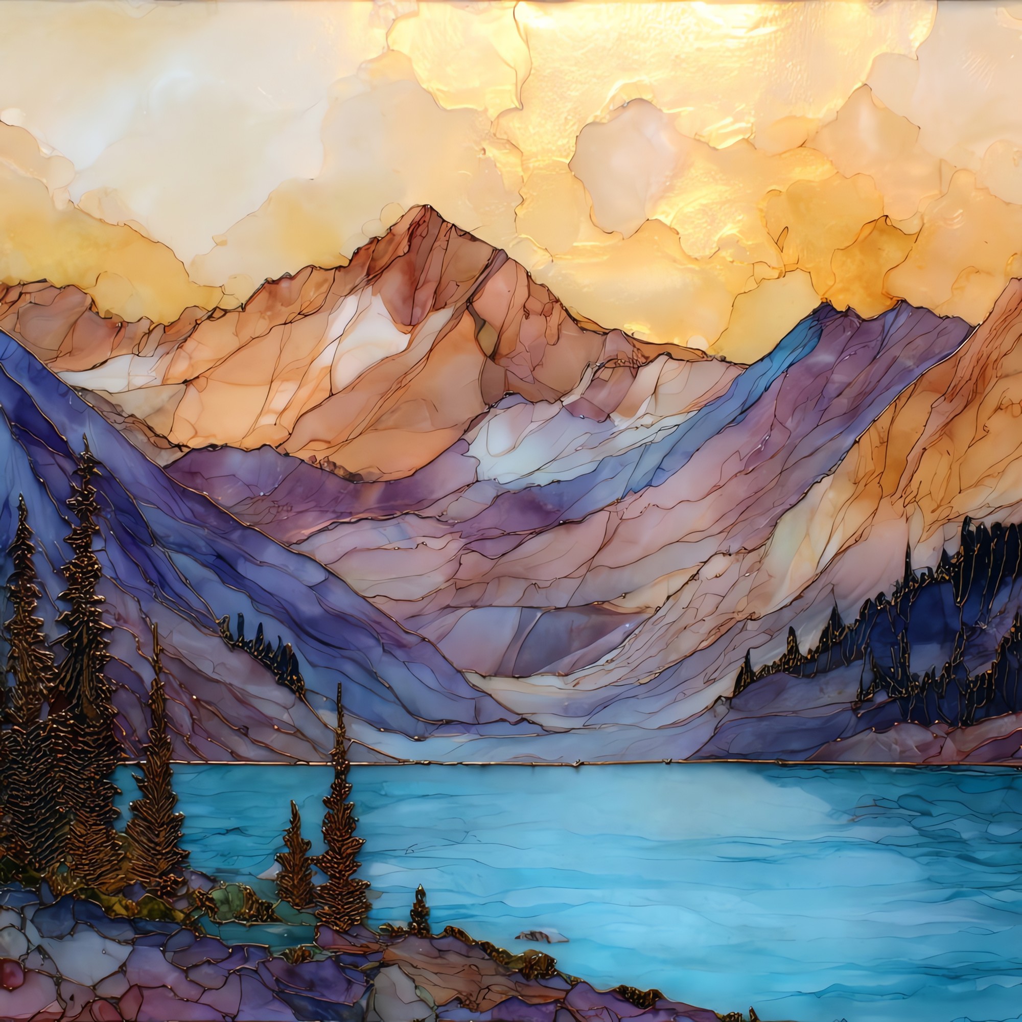 Snowmass Mountain and Lake Elk Range Ceramic Art Tile