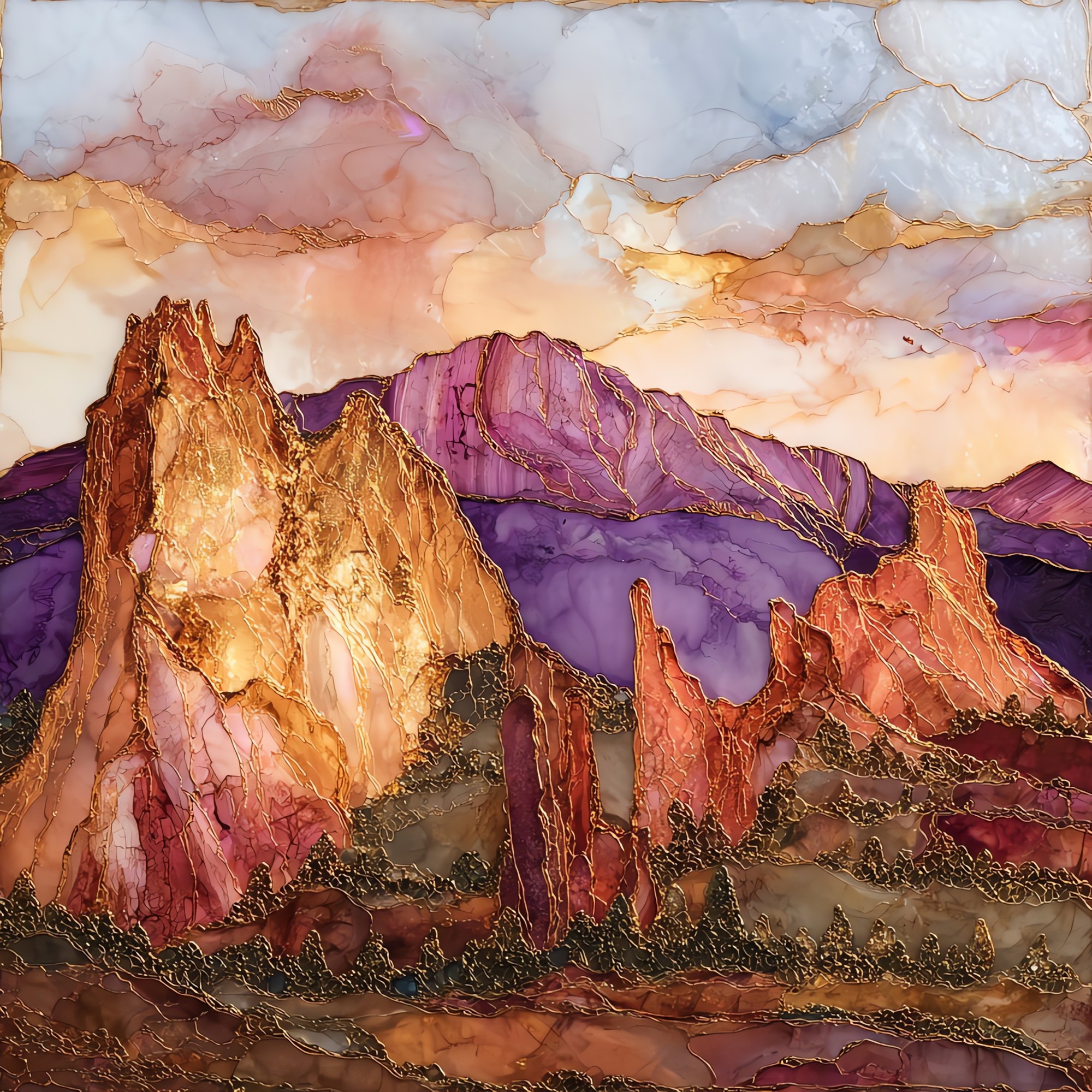 Pikes Peak from Garden of the Gods Front Range Ceramic Art Tile