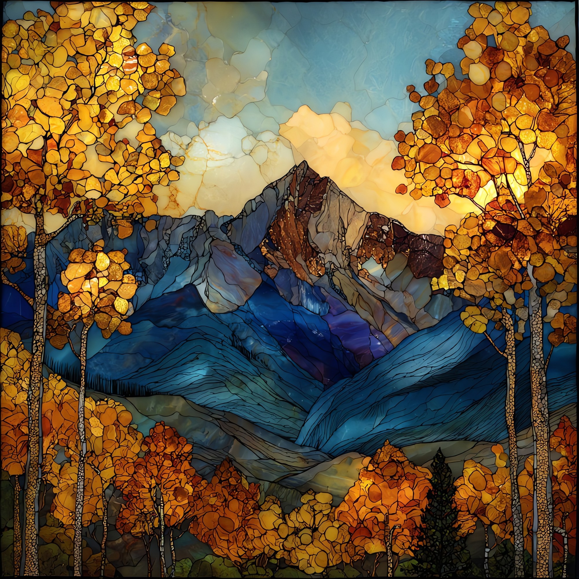 Mount Sneffels autumn San Juans Ceramic Art Tile