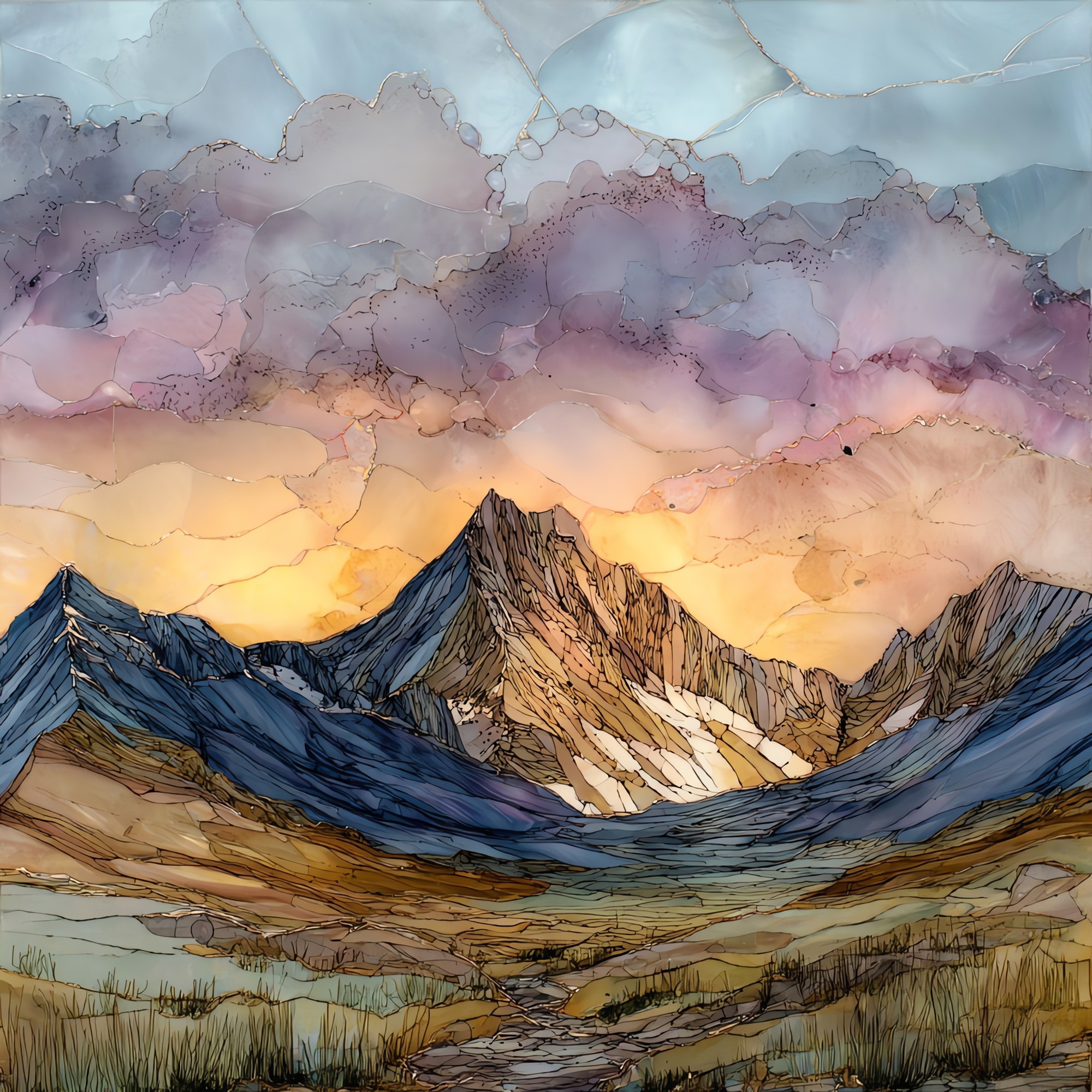Mount Bierstadt at sunrise Front Range Ceramic Art Tile