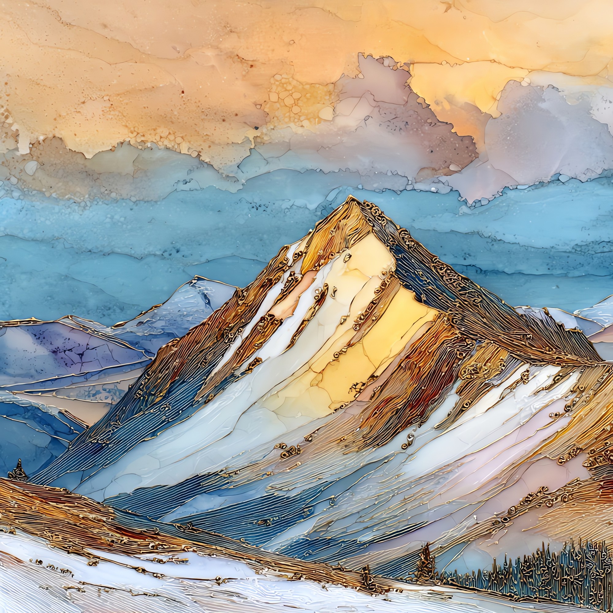 Quandary Peak in winter Tenmile Range Ceramic Art Tile