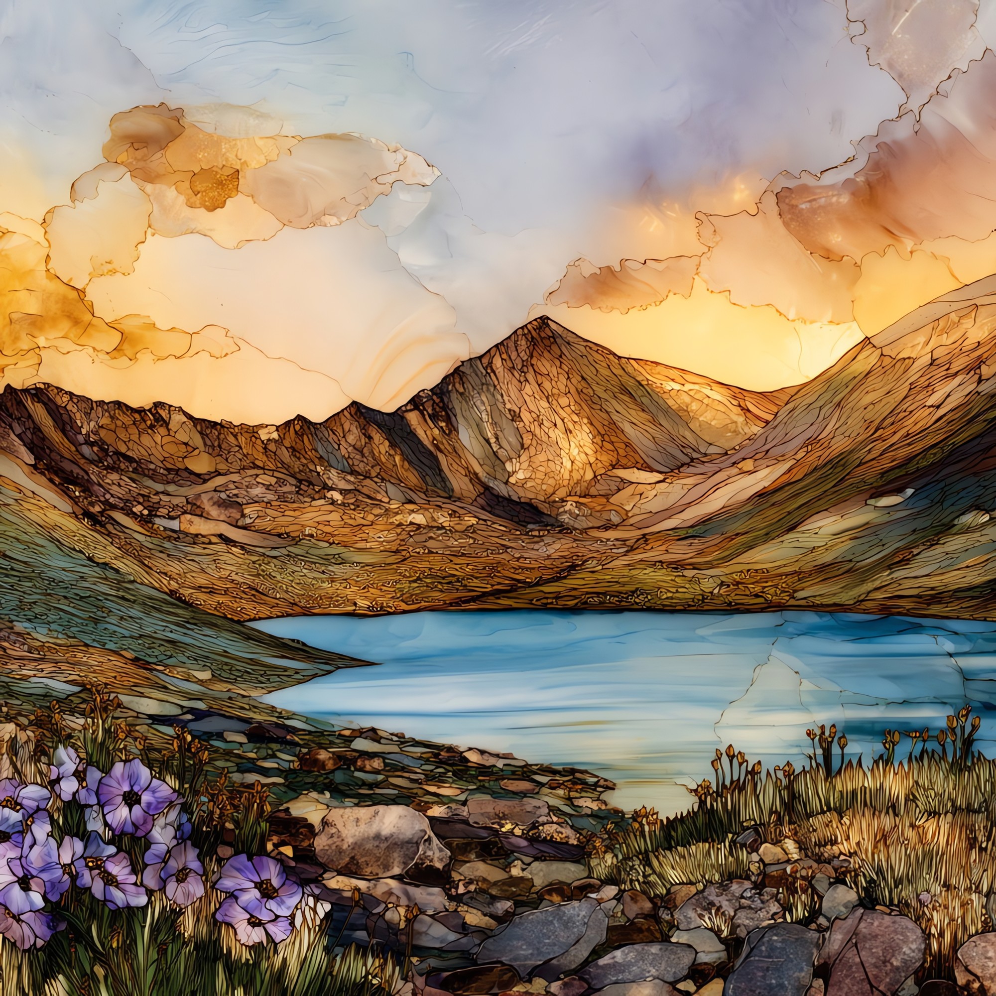 Mount Evans Summit Lake Front Range Ceramic Art Tile