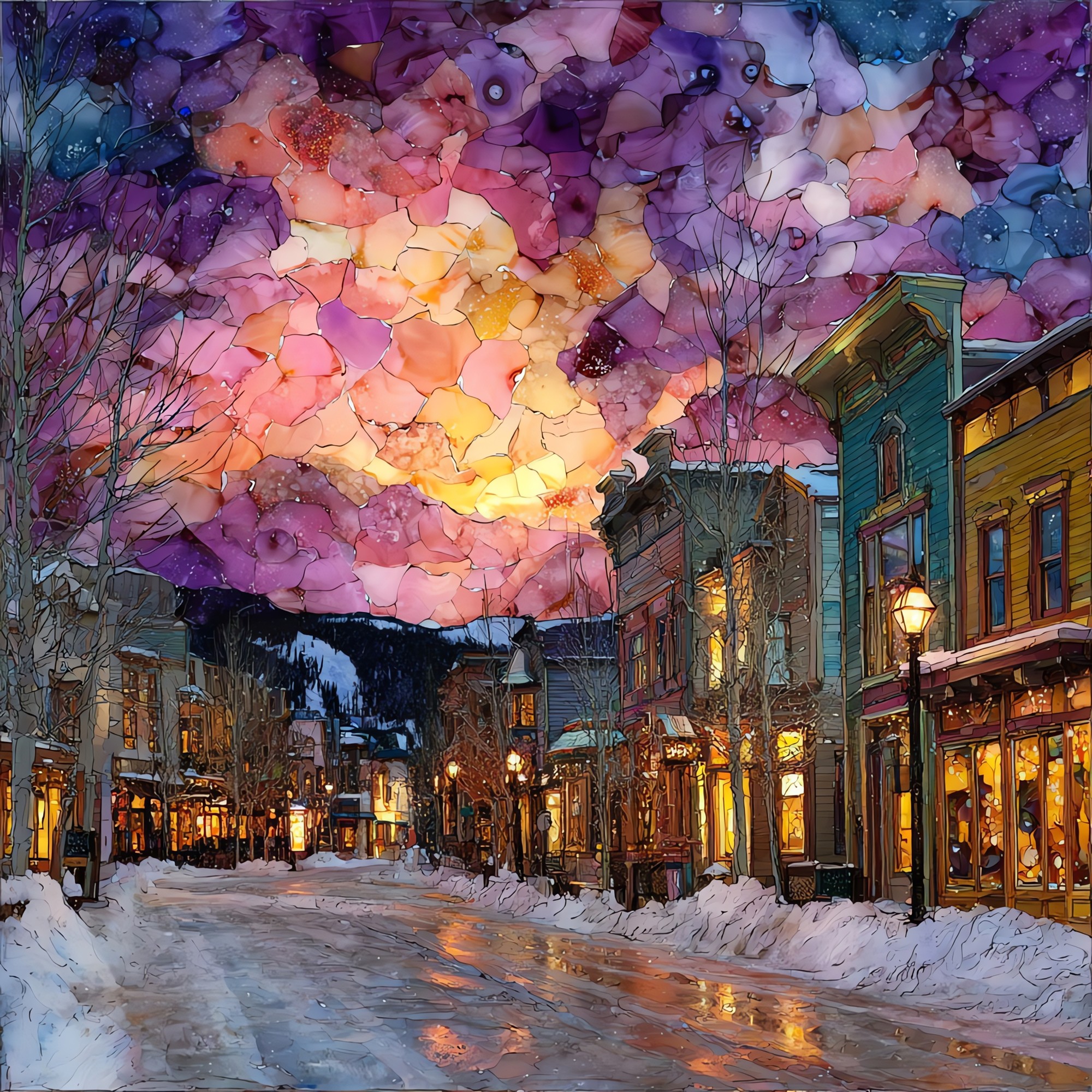 Breckenridge Main Street winter Tenmile Range Ceramic Art Tile