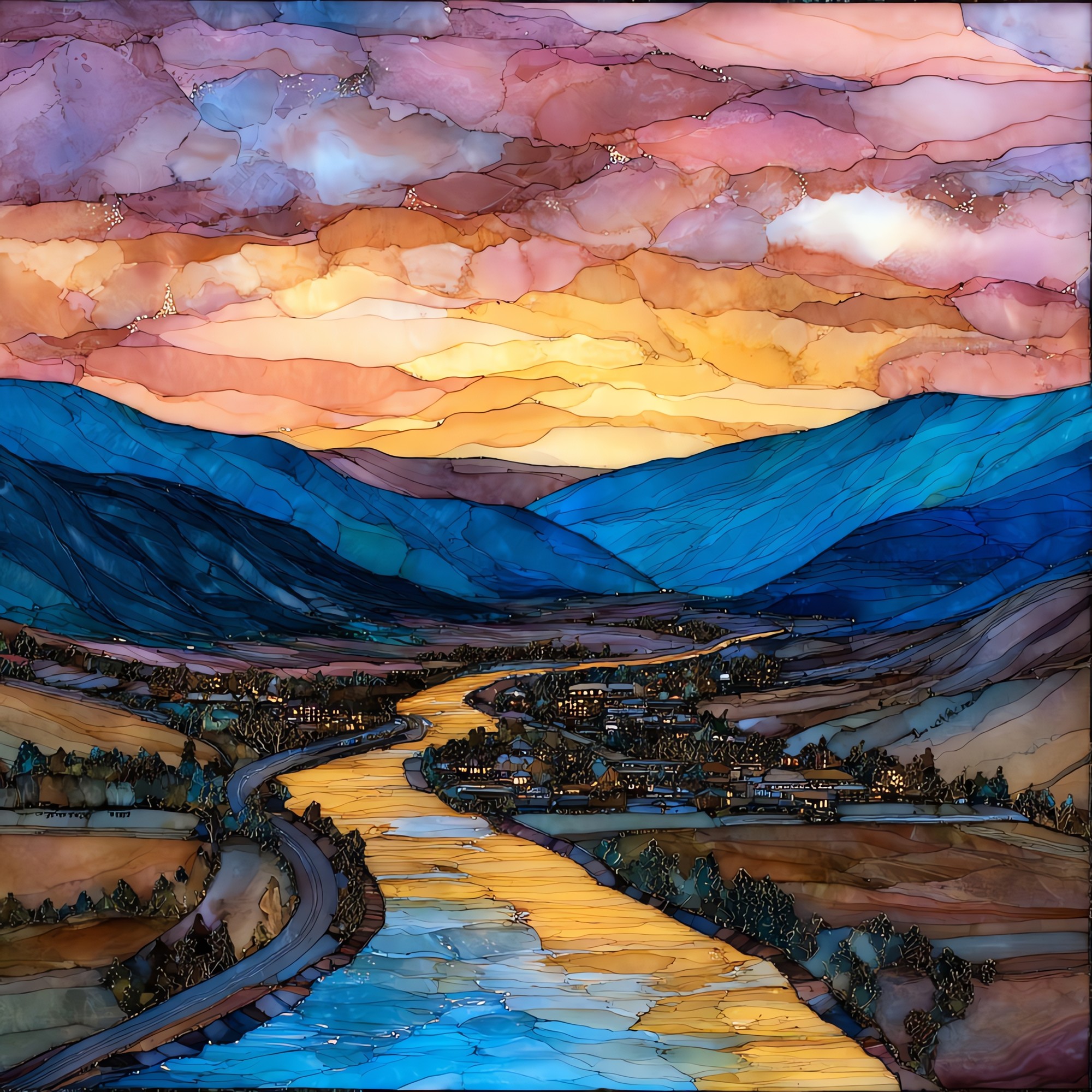 Steamboat Springs at sunset Yampa Valley Ceramic Art Tile