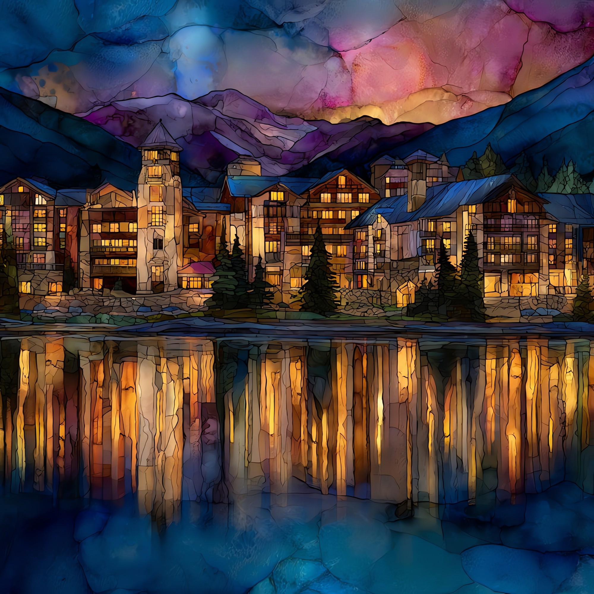 Keystone at twilight Tenmile Range Ceramic Art Tile
