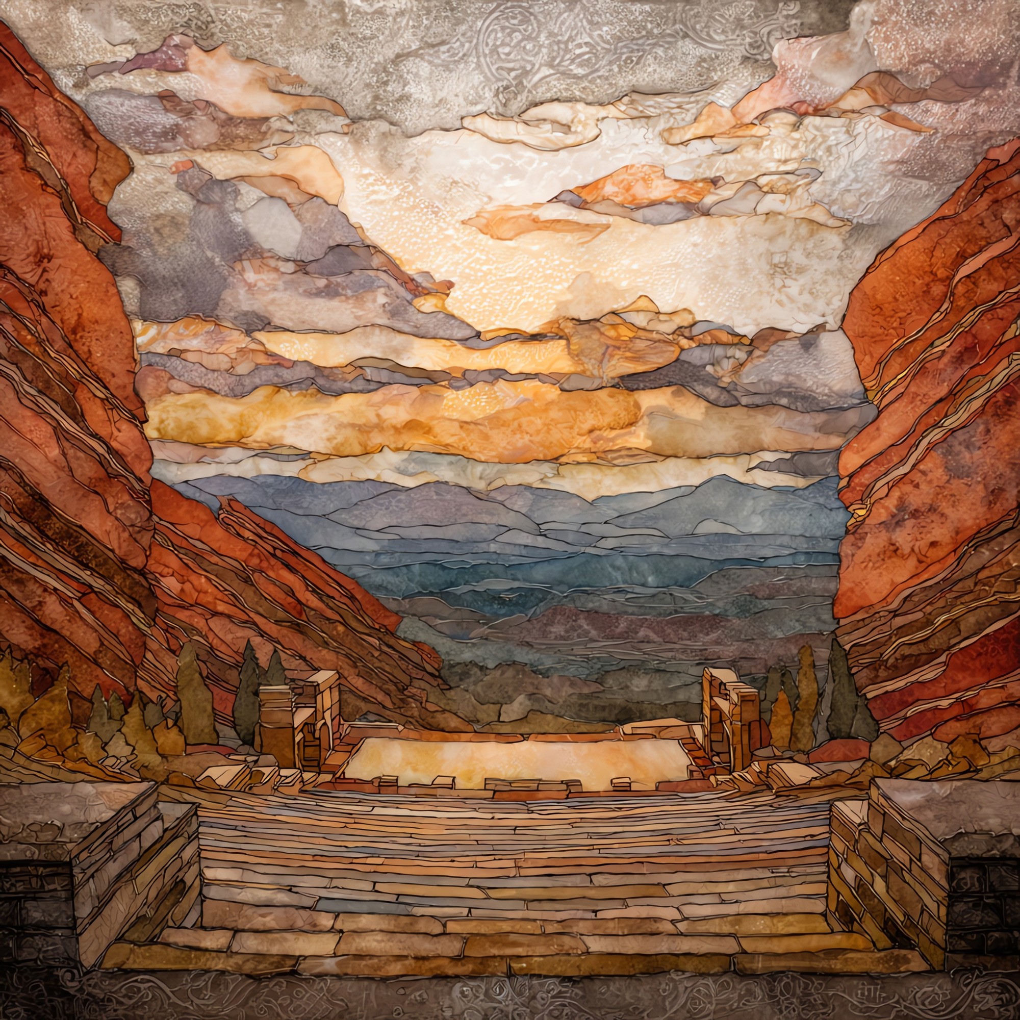Red Rocks Amphitheatre sunrise Denver Metro Ceramic Art Tile