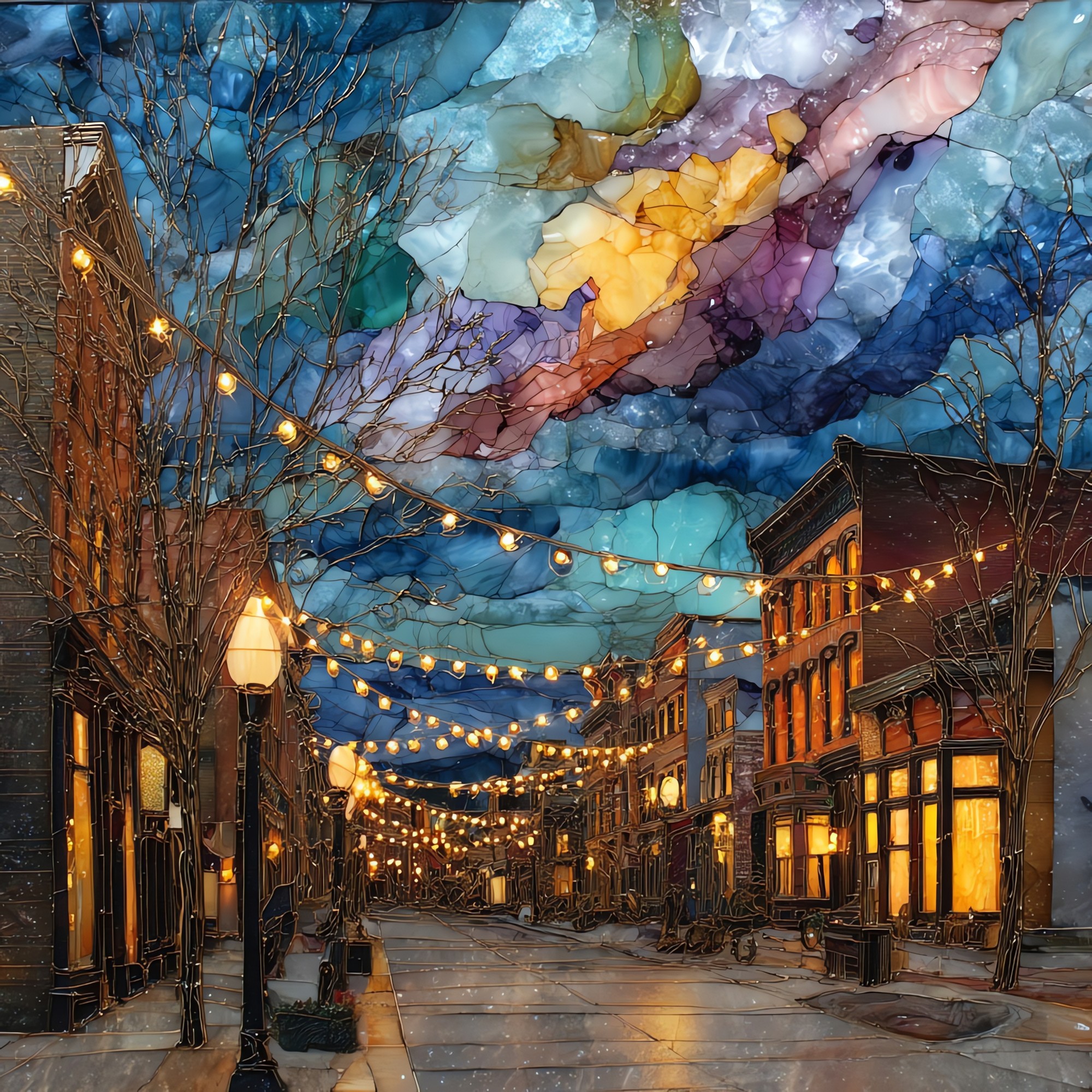 Larimer Square at twilight Denver Metro Ceramic Art Tile