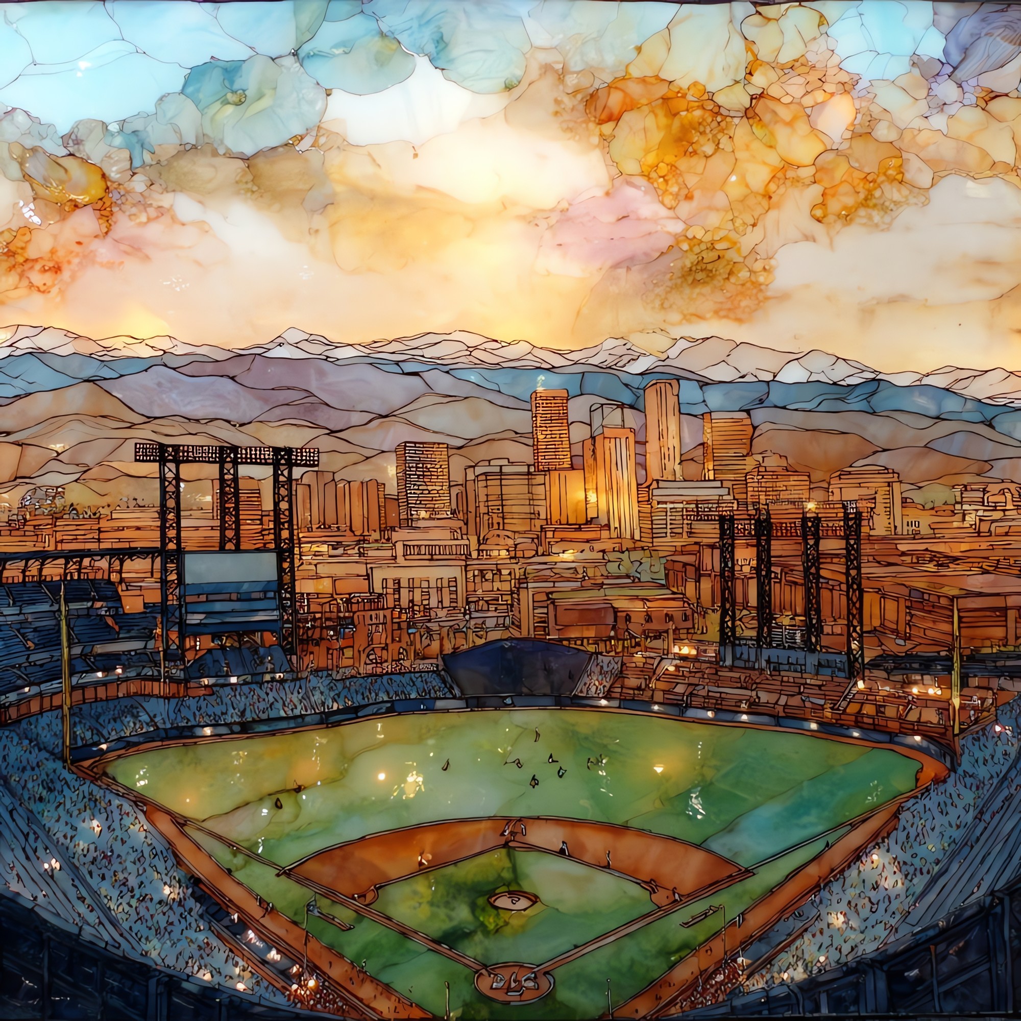 Coors Field with skyline Denver Metro Ceramic Art Tile