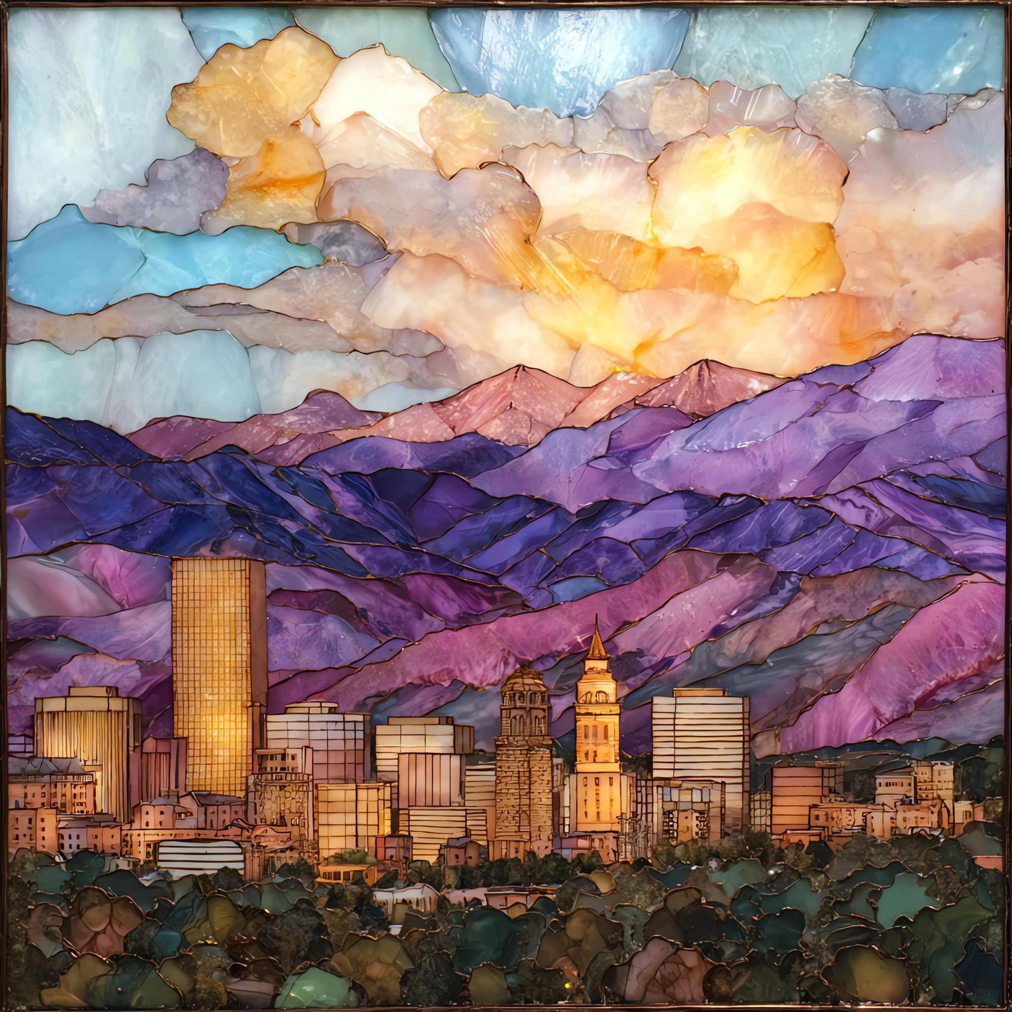 Colorado Springs and Pikes Peak Front Range Ceramic Art Tile