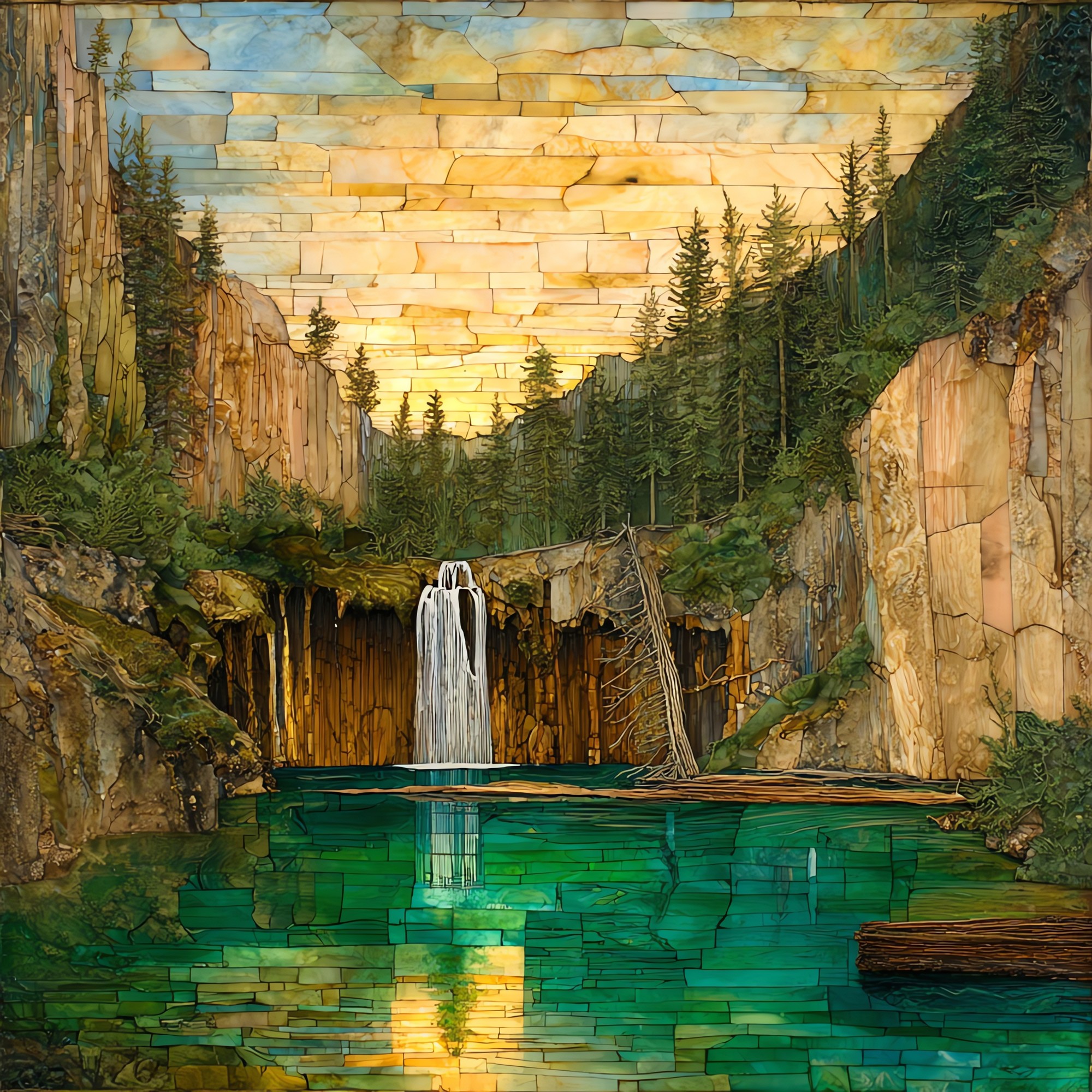 Hanging Lake travertine pool Ceramic Art Tile