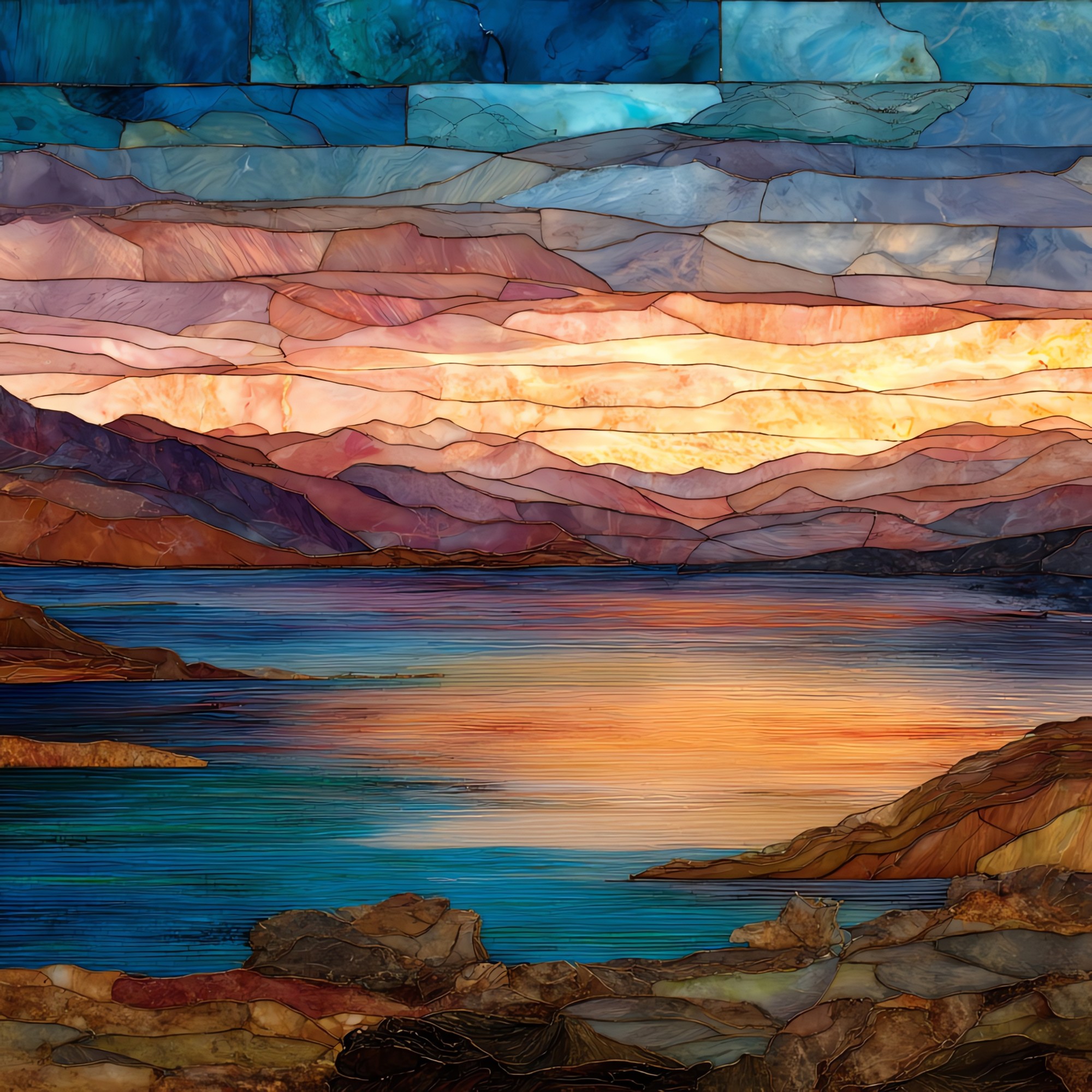 Blue Mesa Reservoir sunset Ceramic Art Tile