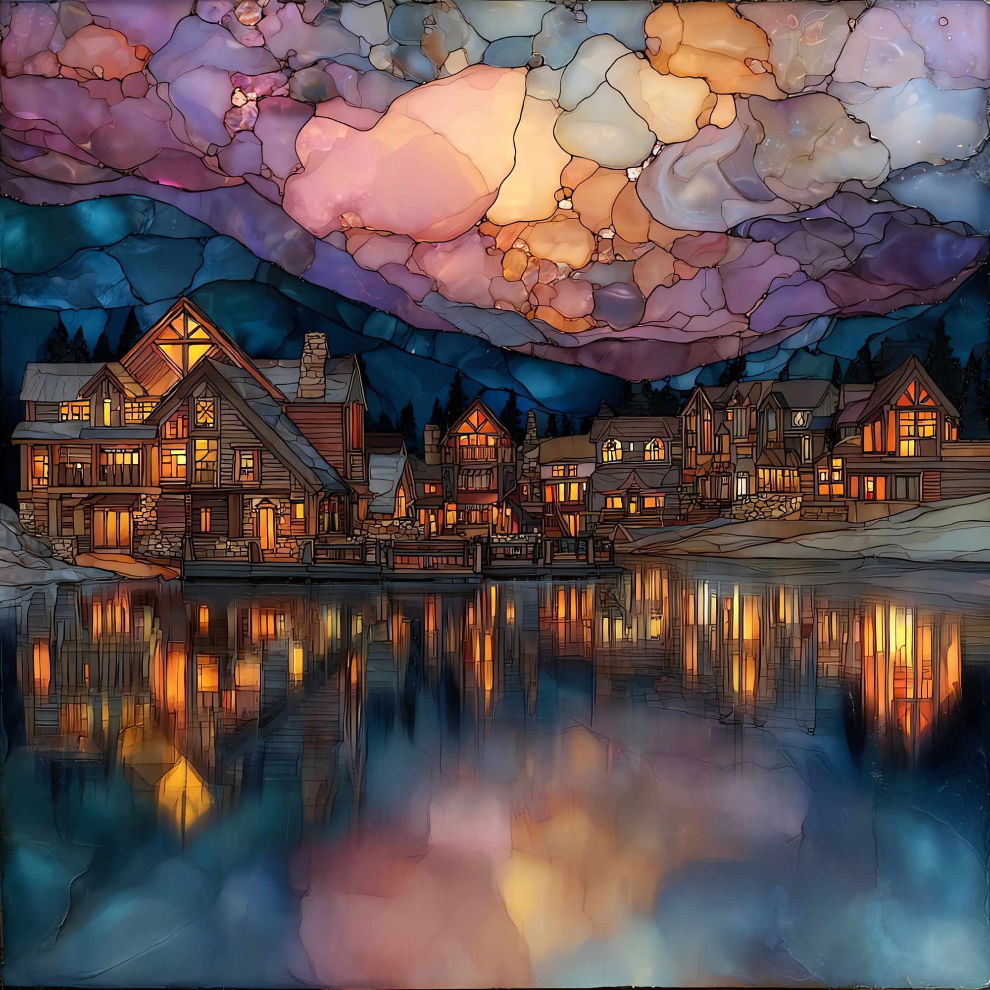 Grand Lake at twilight Rocky Mountain National Park Ceramic Art Tile