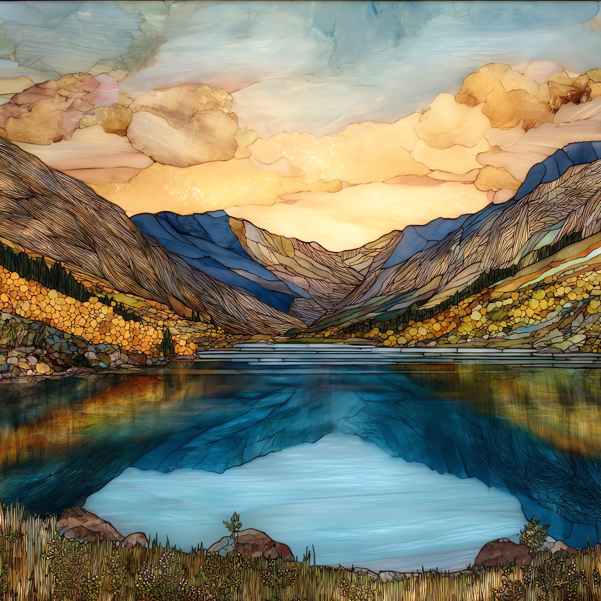 Twin Lakes below Mt Elbert Sawatch Range Ceramic Art Tile