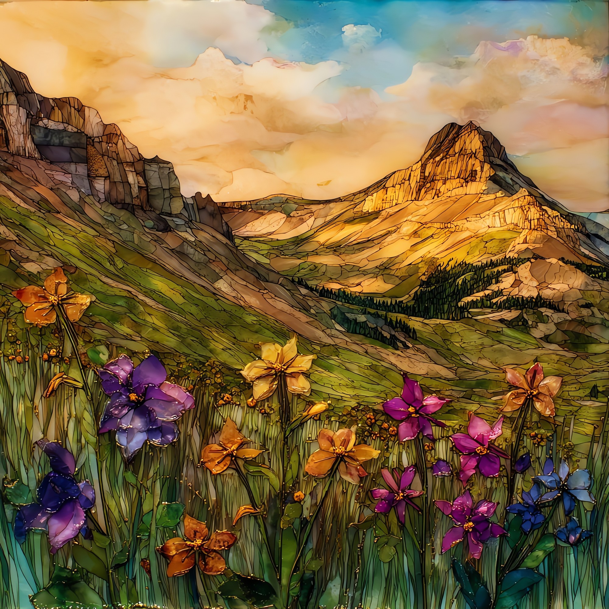 Yankee Boy Basin wildflowers San Juans Ceramic Art Tile