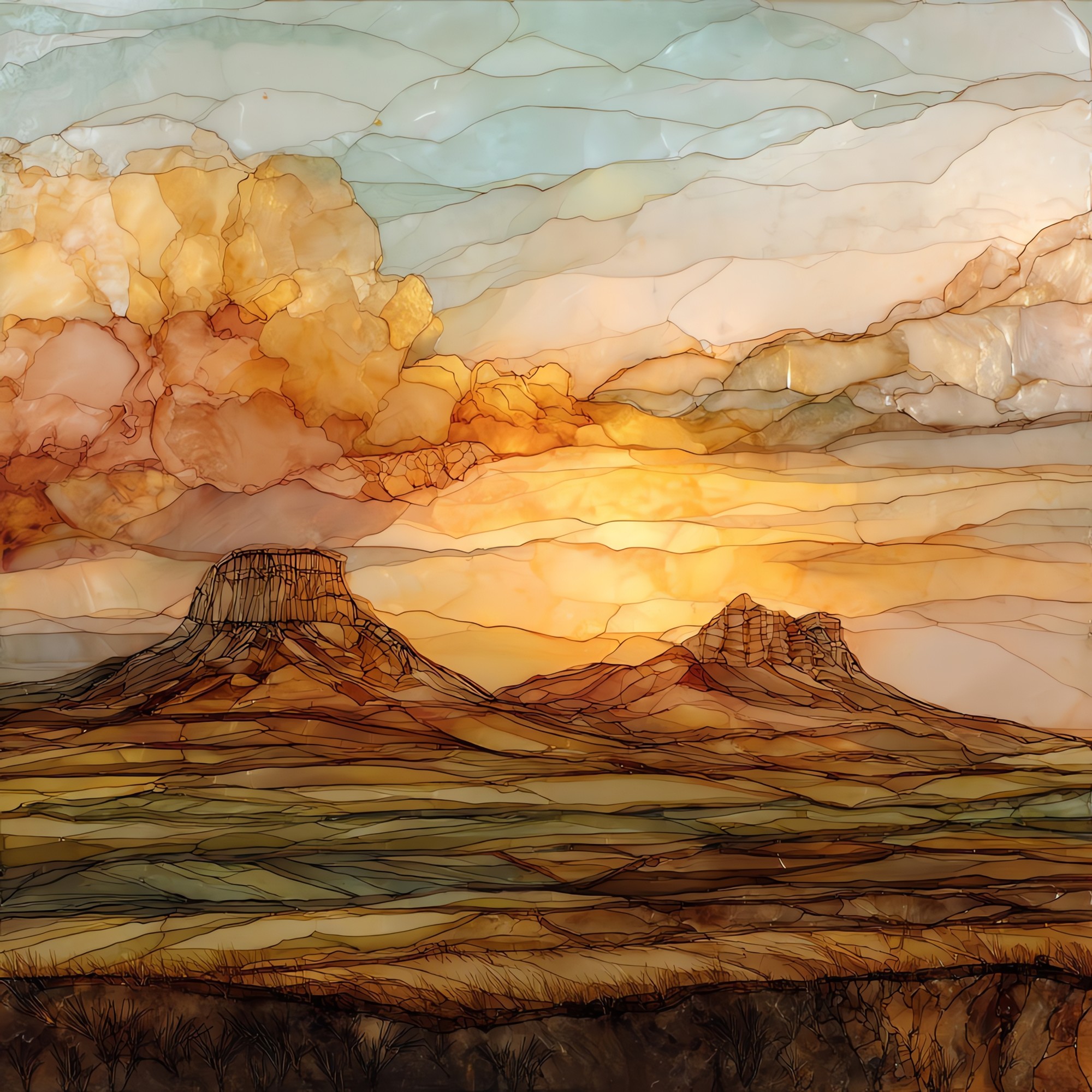Pawnee Buttes on the plains Ceramic Art Tile