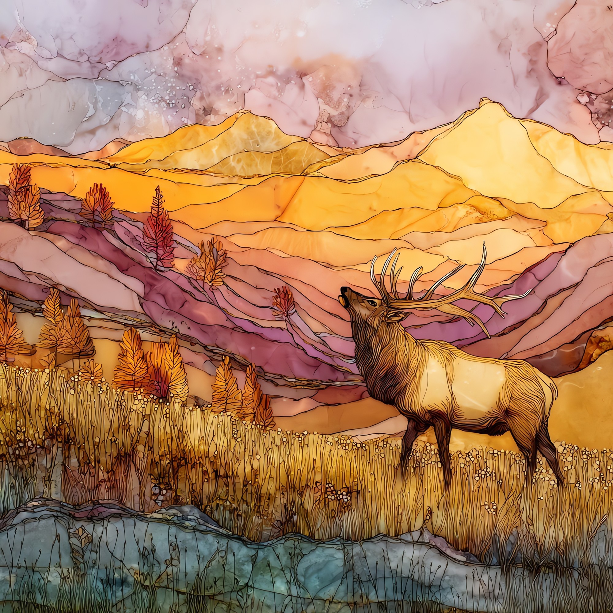 Elk bugling at Estes Front Range Ceramic Art Tile