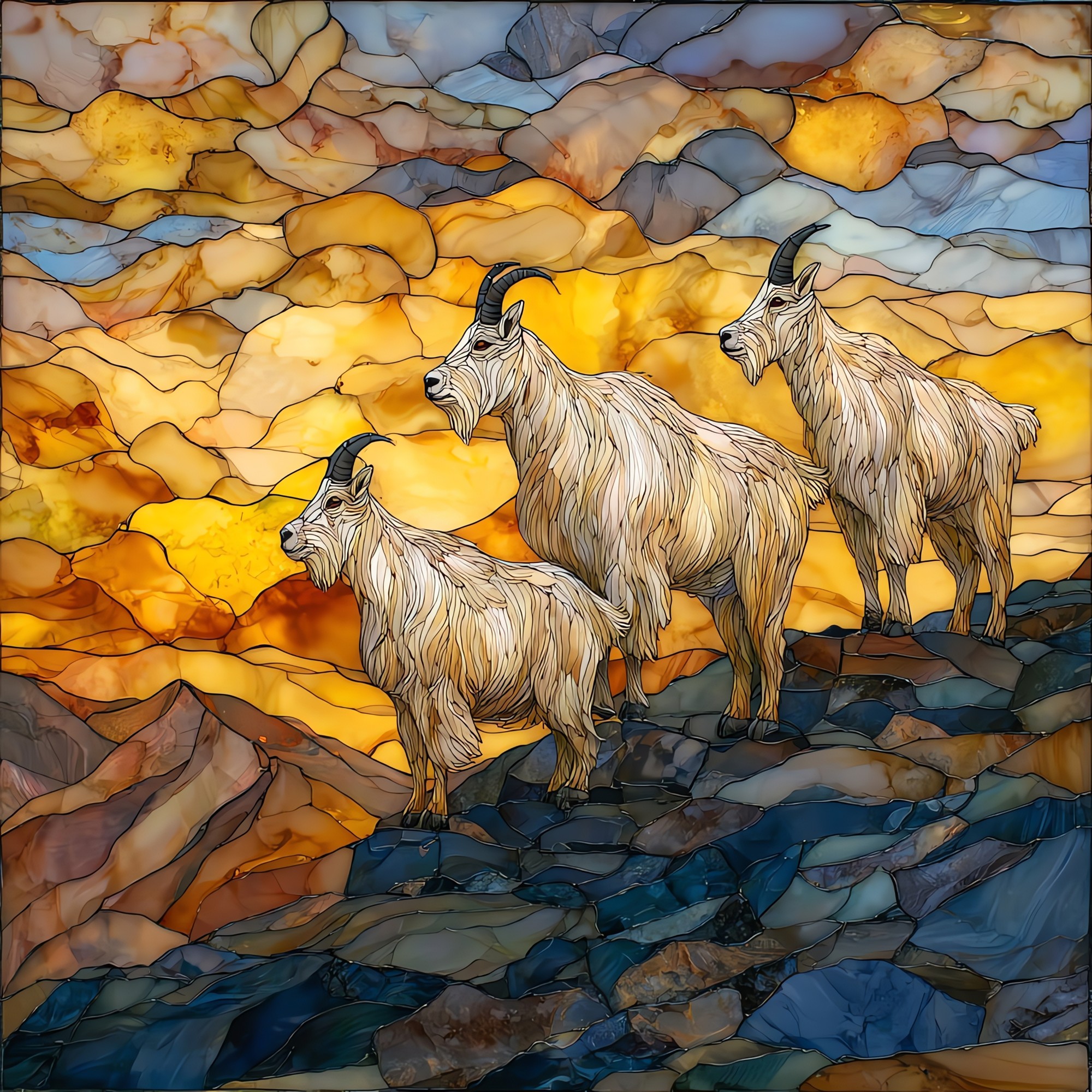 Mountain goats on Bierstadt Front Range Ceramic Art Tile