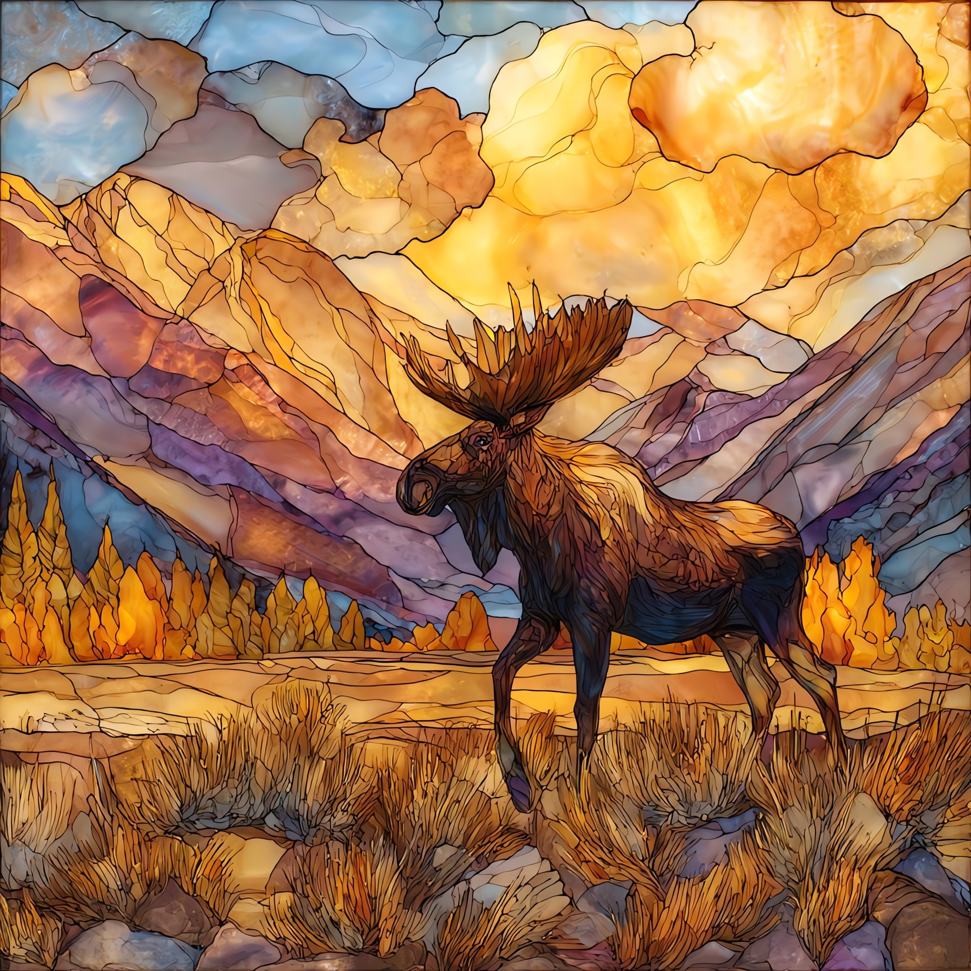 Moose in Grand Lake willows Rocky Mountain National Park Ceramic Art Tile