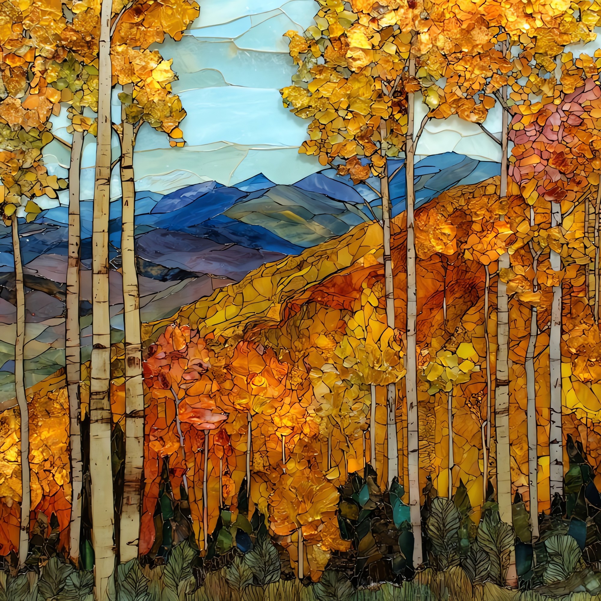 Kebler Pass aspens Elk Range Ceramic Art Tile