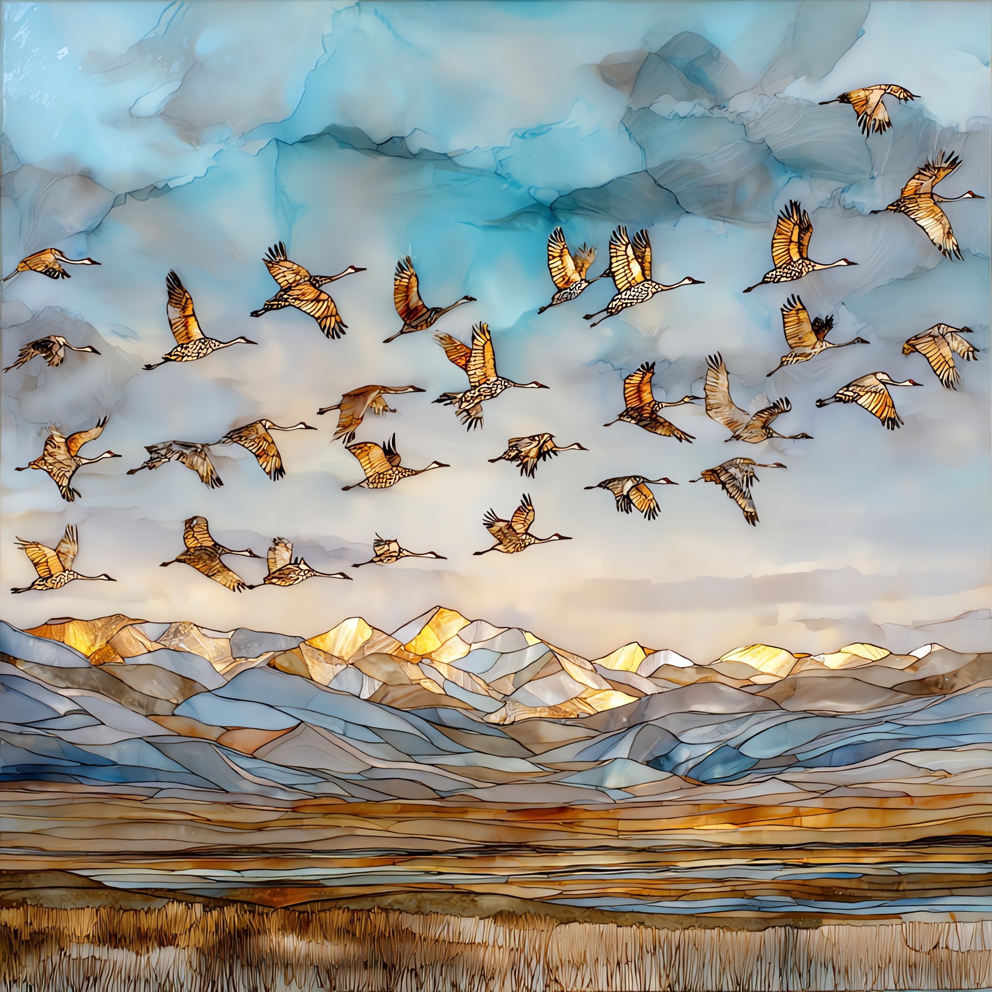 Sandhill cranes Monte Vista San Luis Valley Ceramic Art Tile