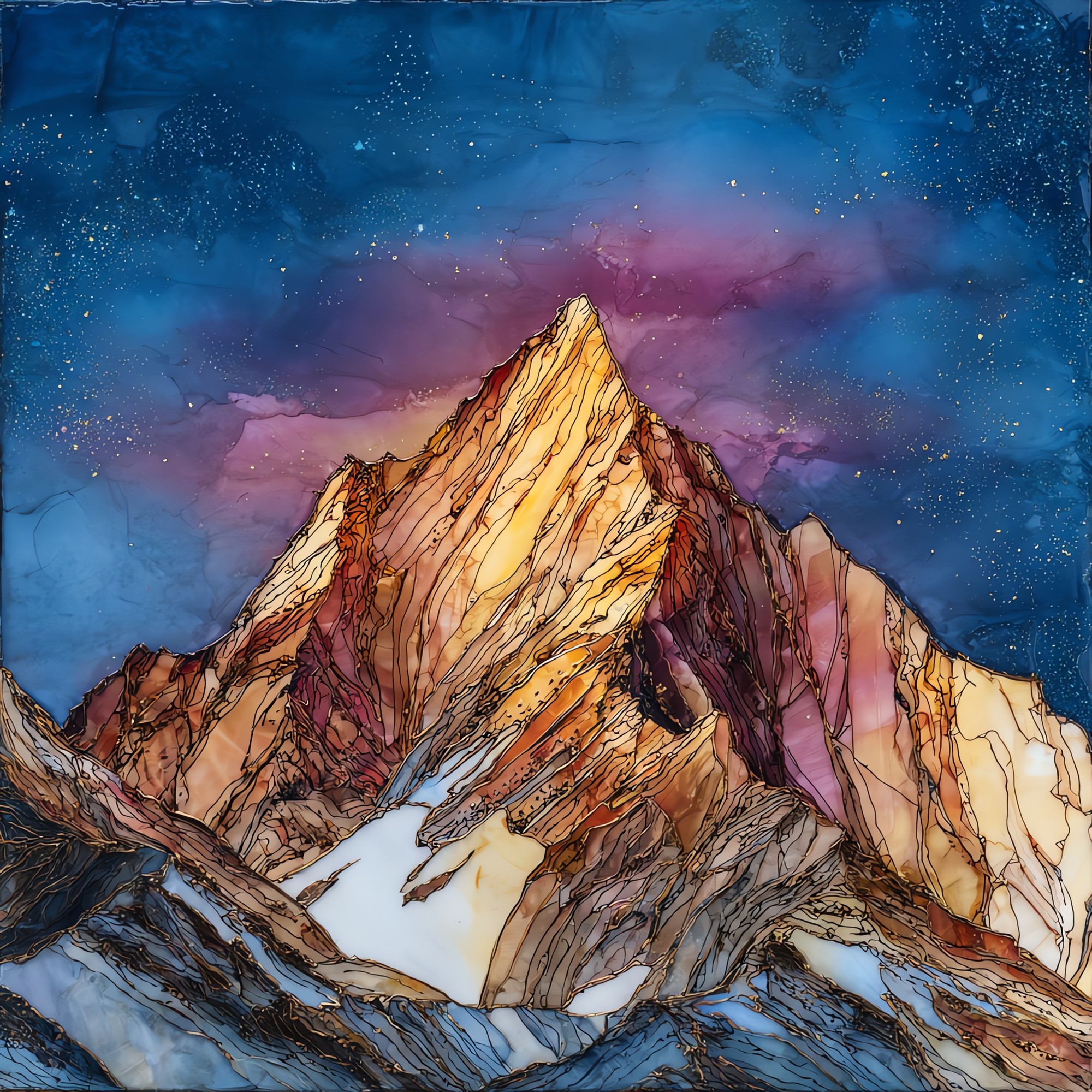 Snowy Mount Sneffels alpenglow San Juans Ceramic Art Tile