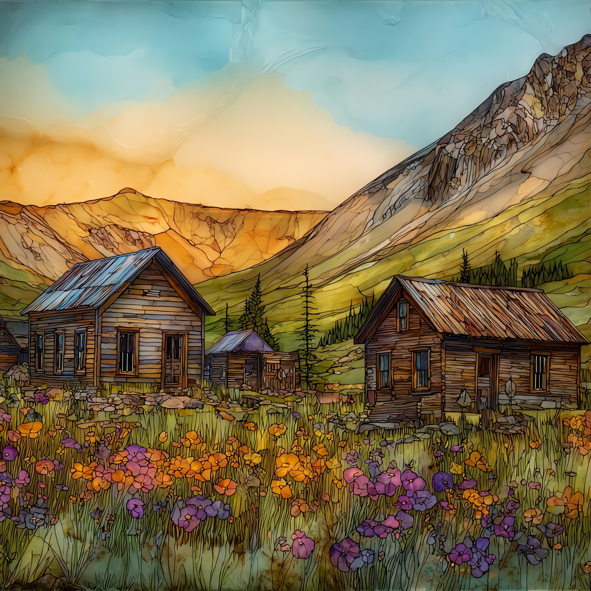 Vicksburg ghost town Sawatch Range Ceramic Art Tile