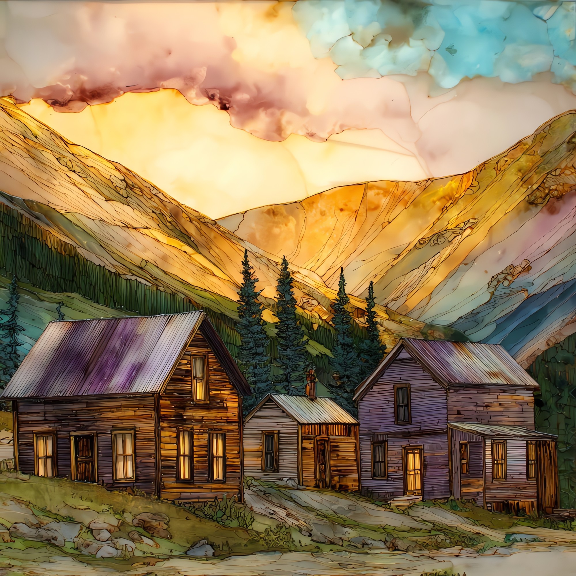 Independence Ghost Town Sawatch Range Ceramic Art Tile