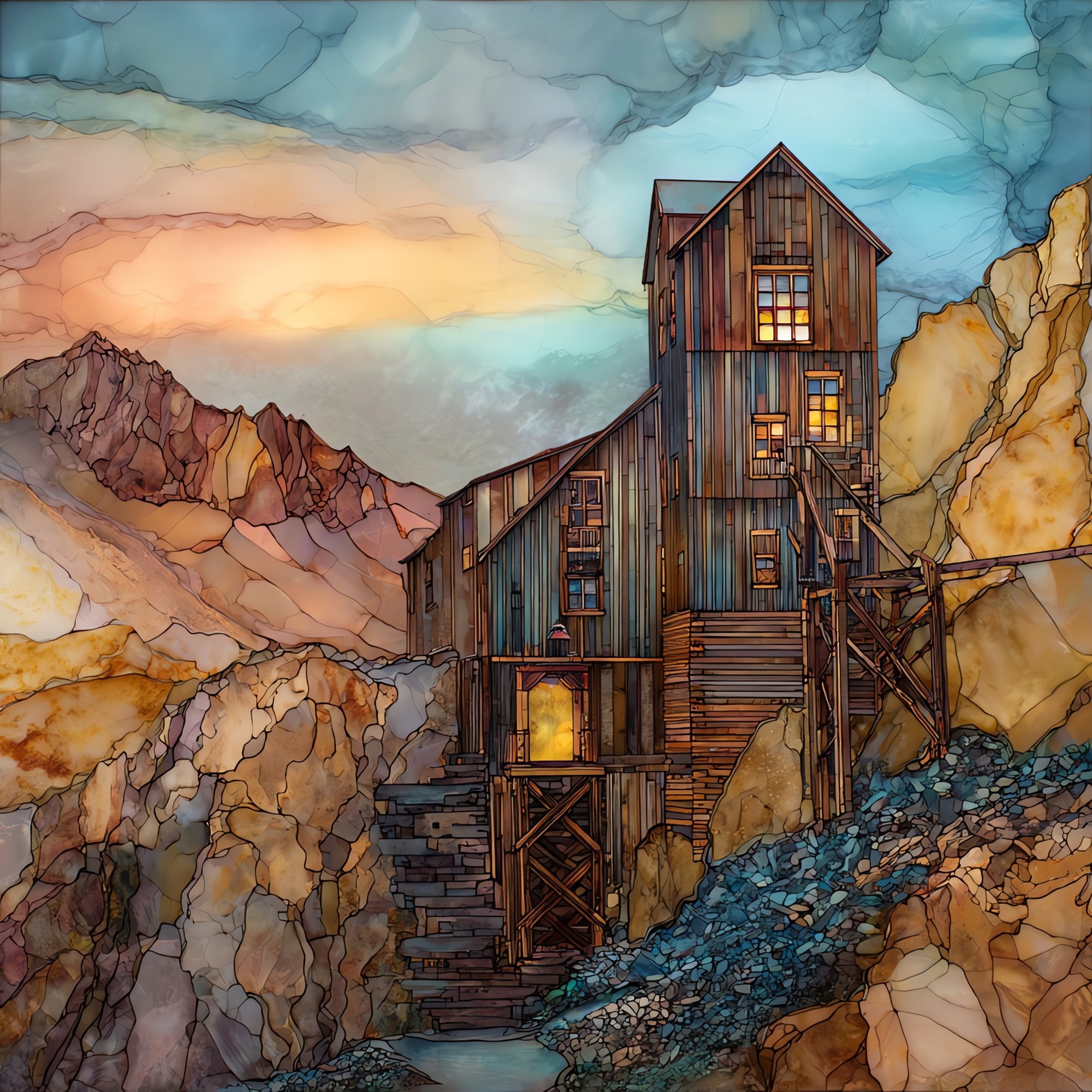 Old Hundred Mine Silverton San Juans Ceramic Art Tile