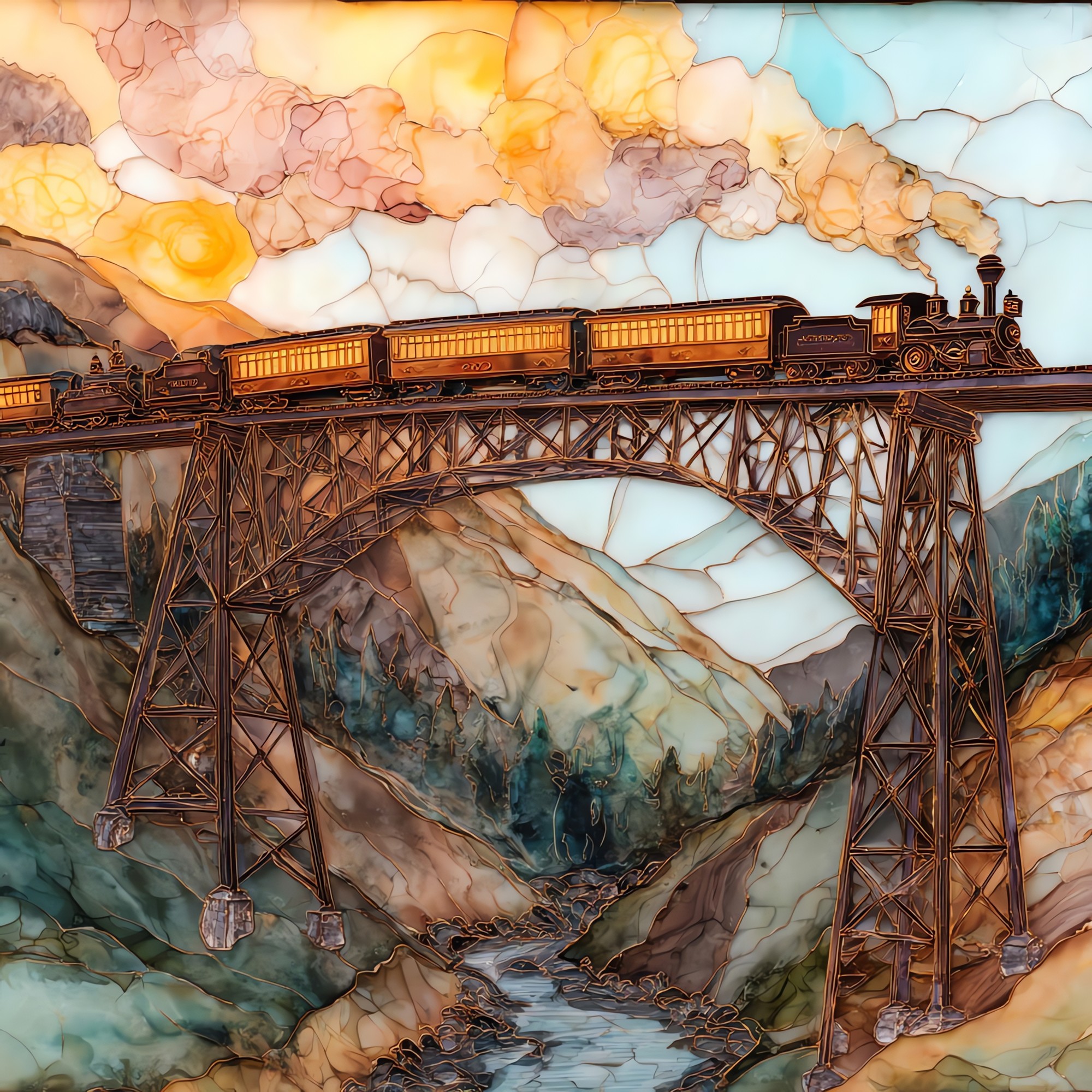 Georgetown Loop steam train Front Range Ceramic Art Tile