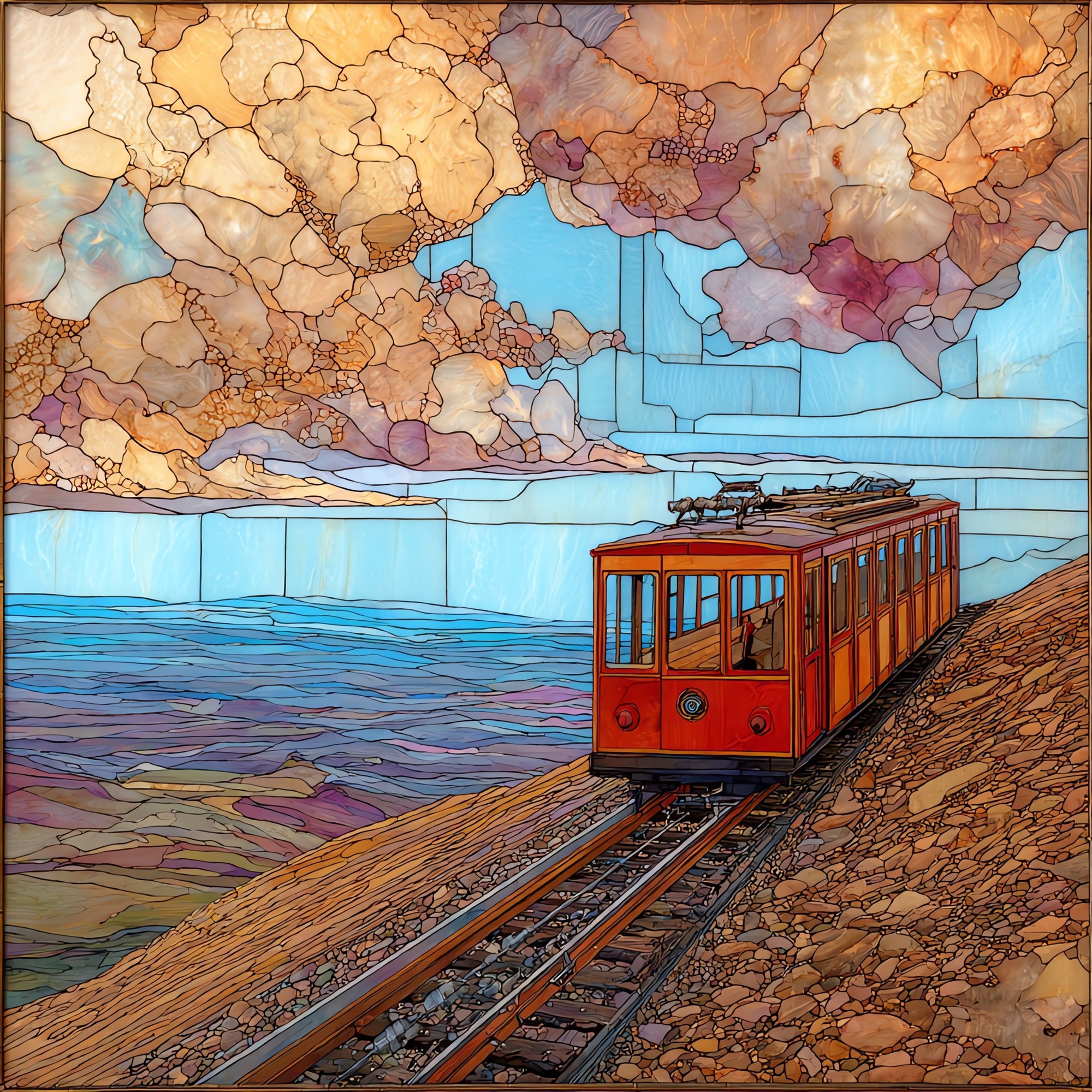 Pikes Peak Cog Railway summit Front Range Ceramic Art Tile
