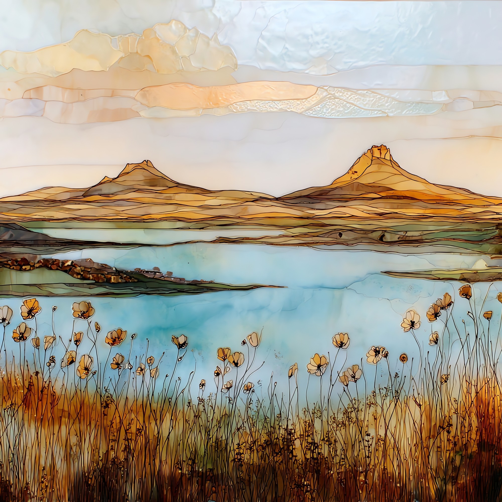 Two Buttes reservoir Ceramic Art Tile