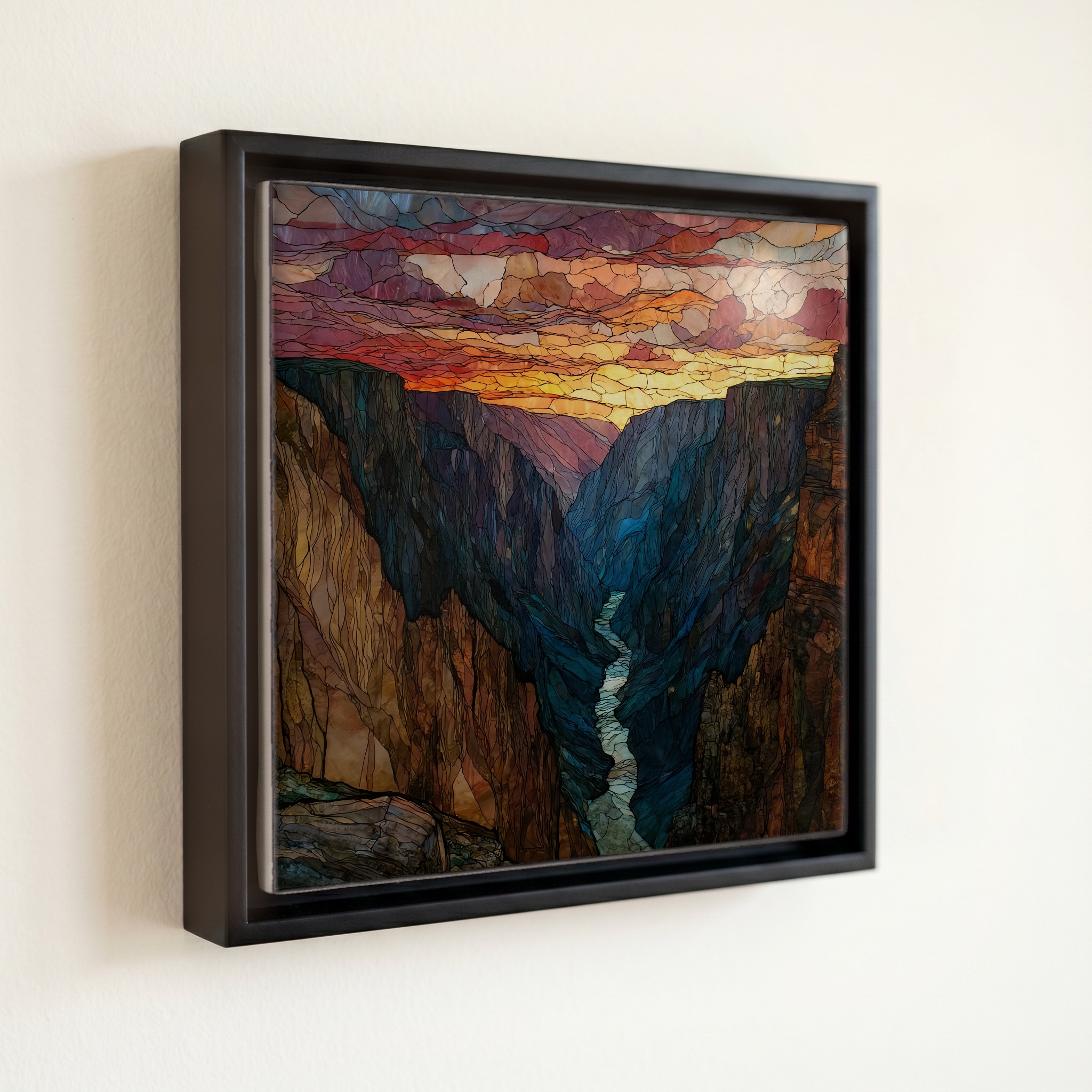 shown in a slim black floating frame · 6 × 6 in