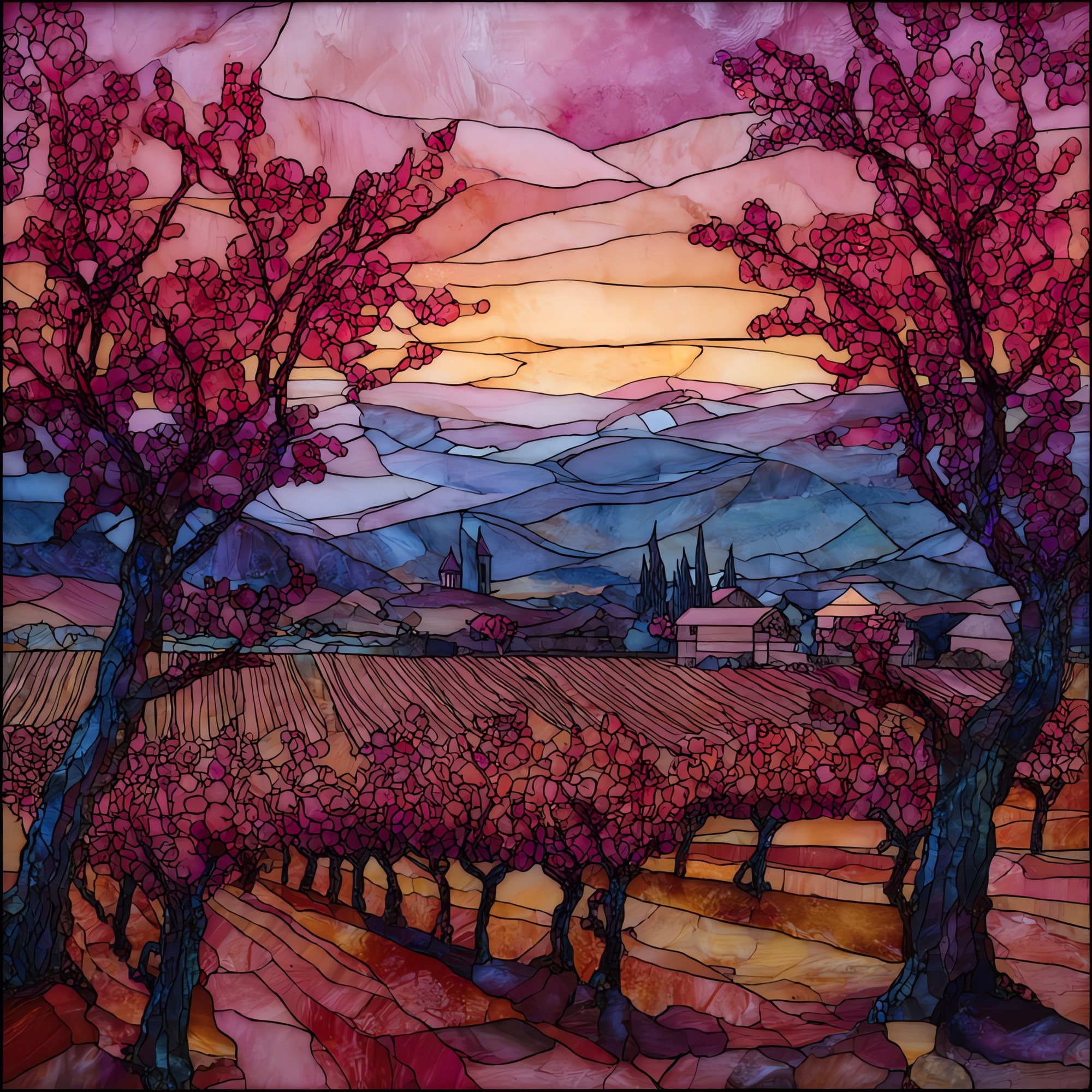 Burgundy Vineyard Winter Dawn