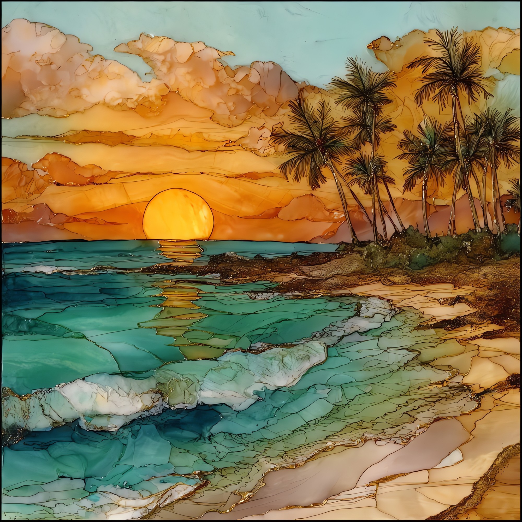 Sunset Beach Oahu Ceramic Art Tile