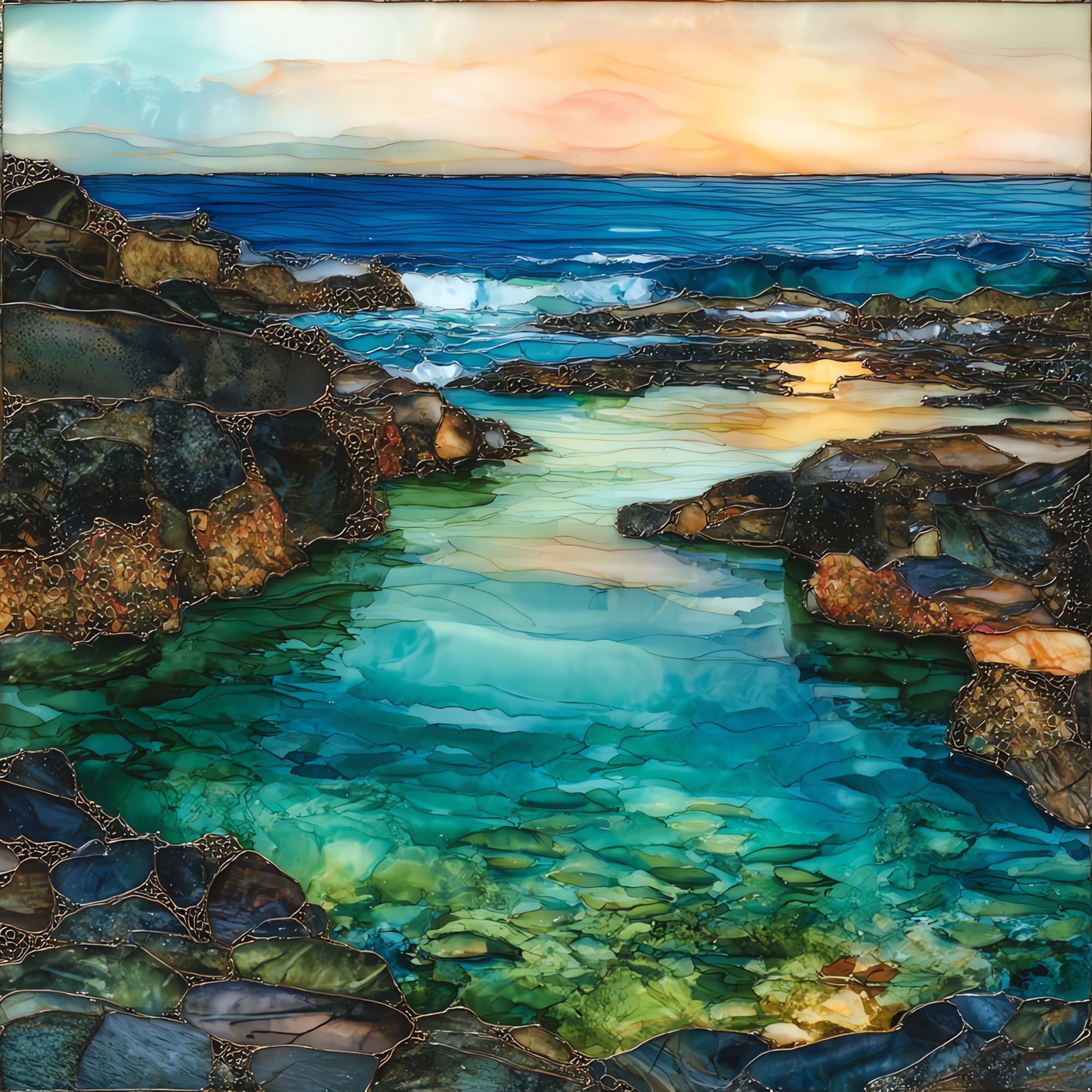 Pupukea Tidepools Oahu Ceramic Art Tile