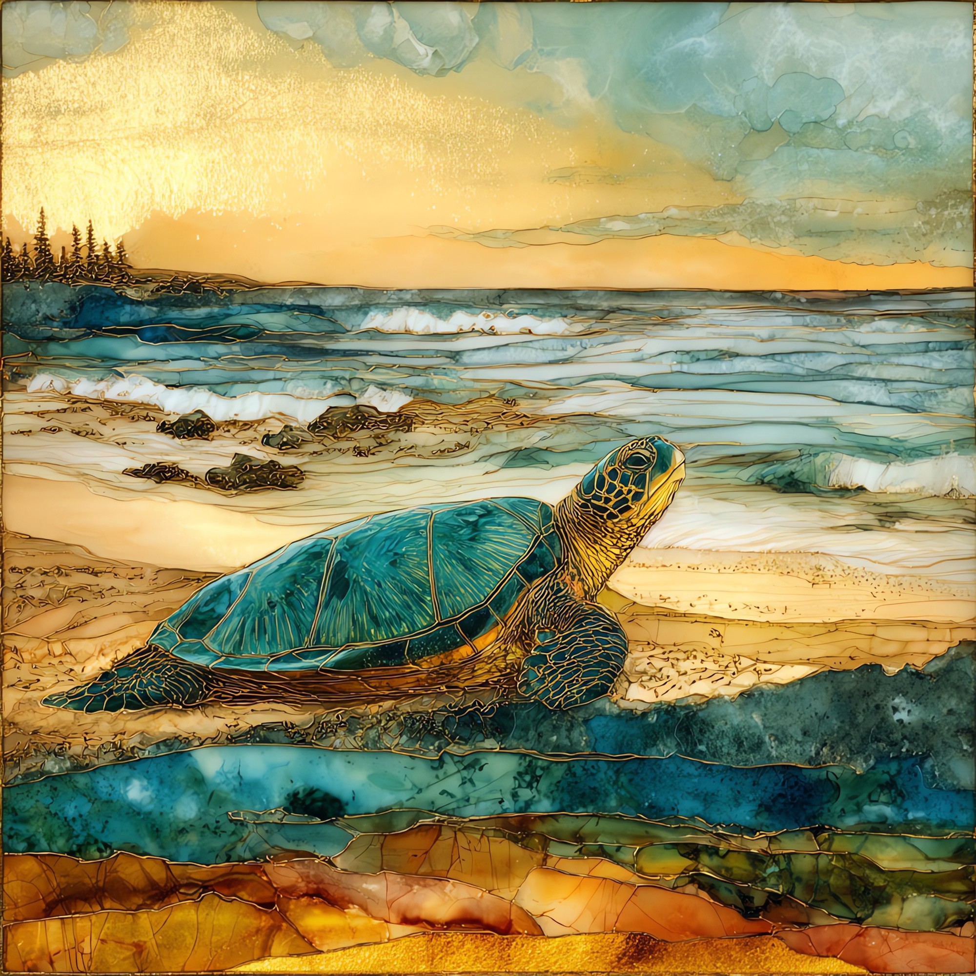 Laniakea Turtle Beach Oahu Ceramic Art Tile