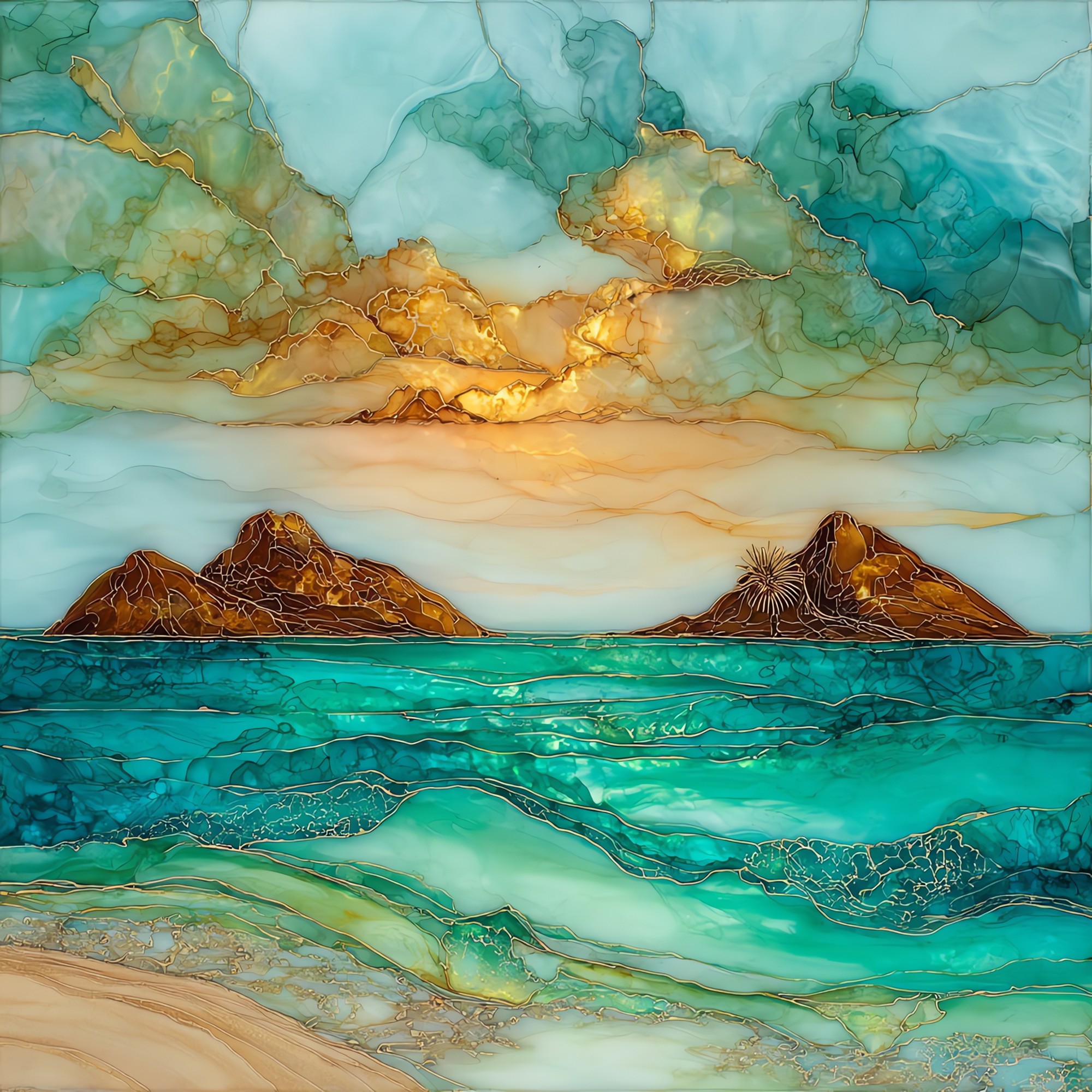 Lanikai Mokulua Oahu Ceramic Art Tile