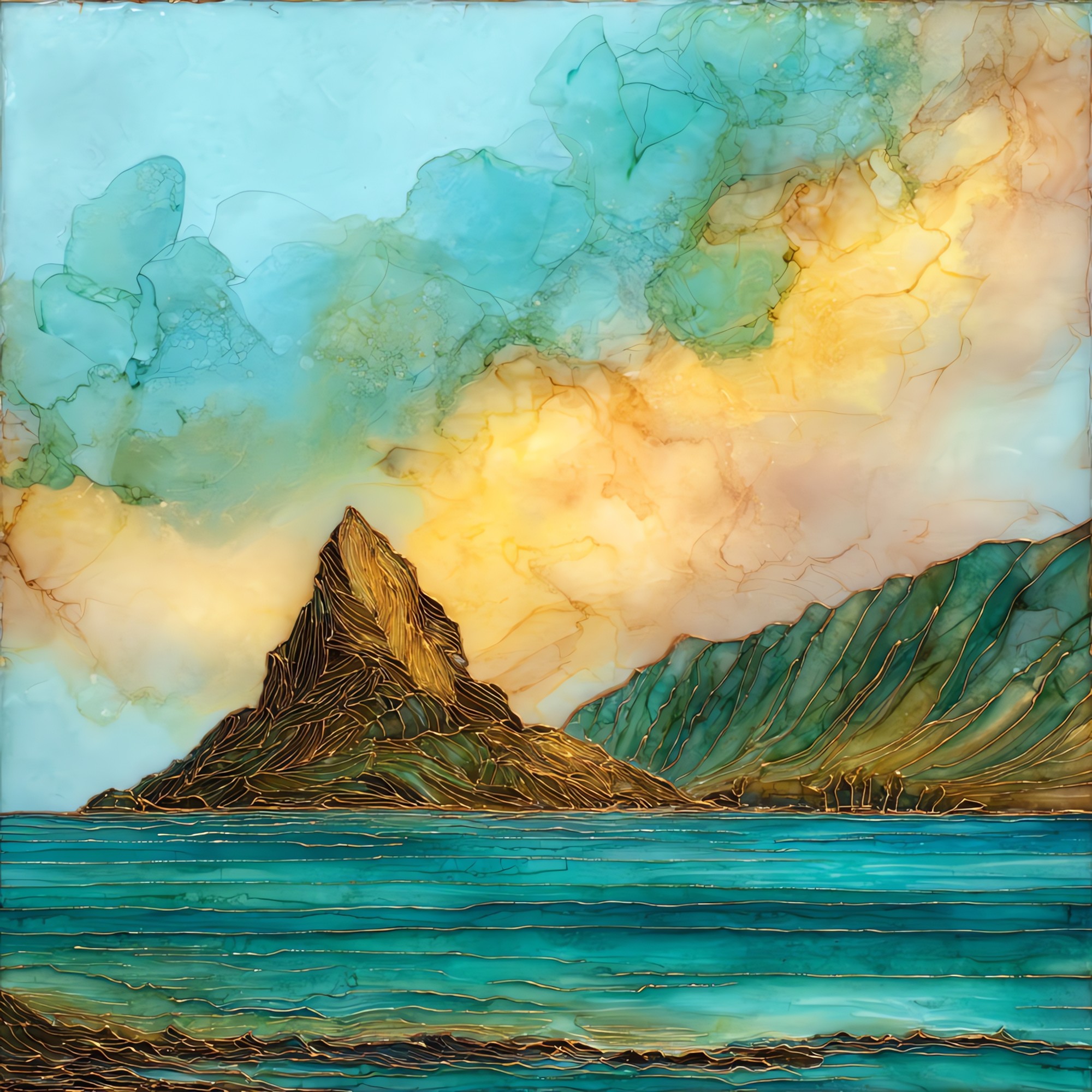 Mokolii Chinamans Hat Oahu Ceramic Art Tile